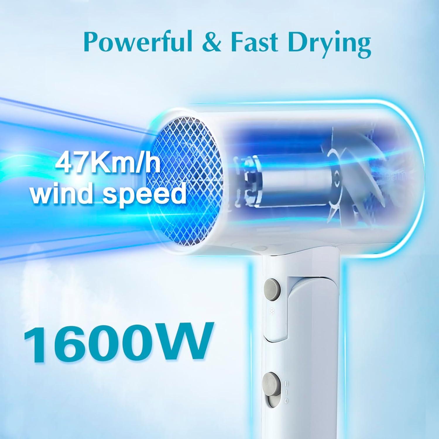 Secador de Pelo Plegable Licoseam 1600W Blanco Compacto