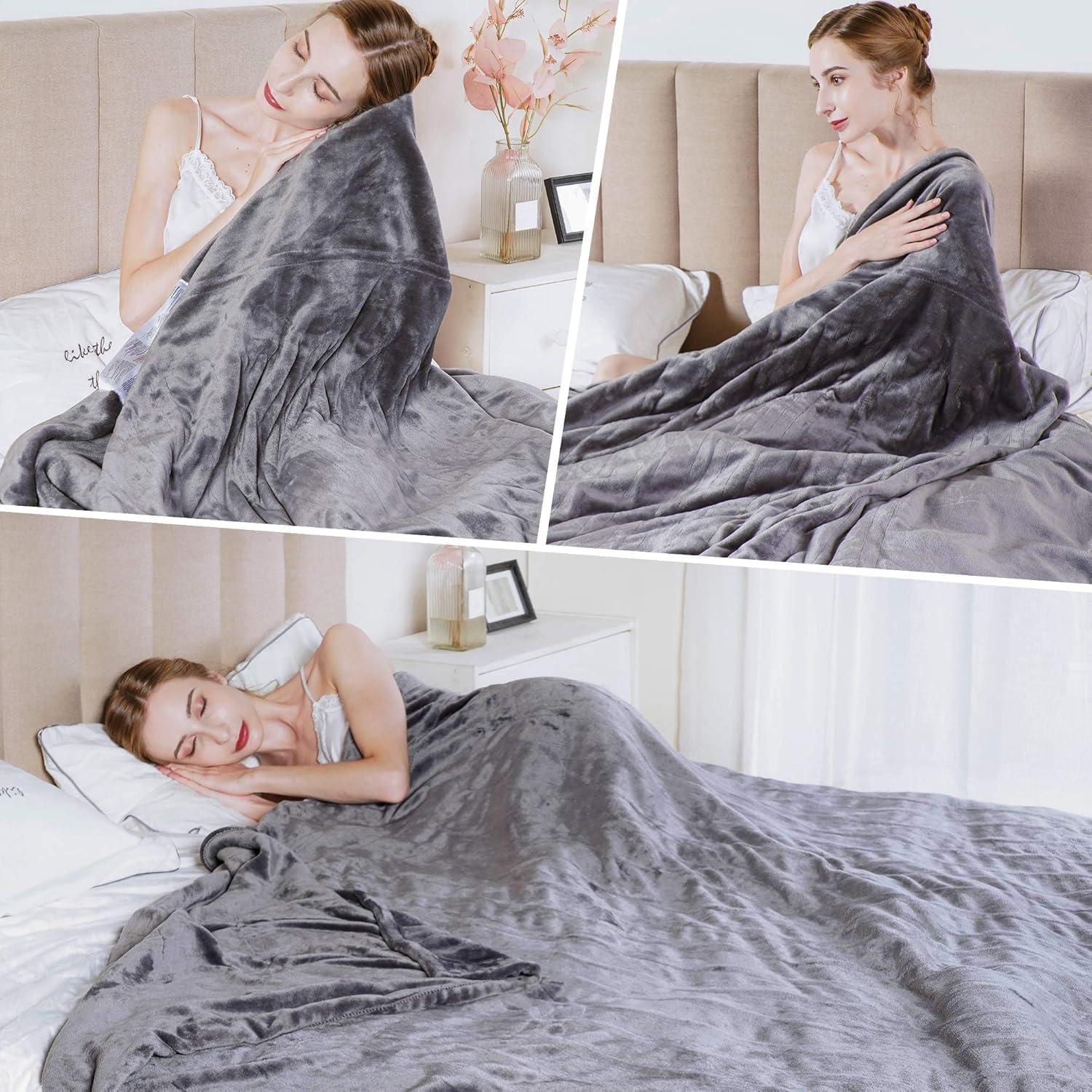 Manta Eléctrica Calentada Sunvivi Queen Doble Control 10 Niveles