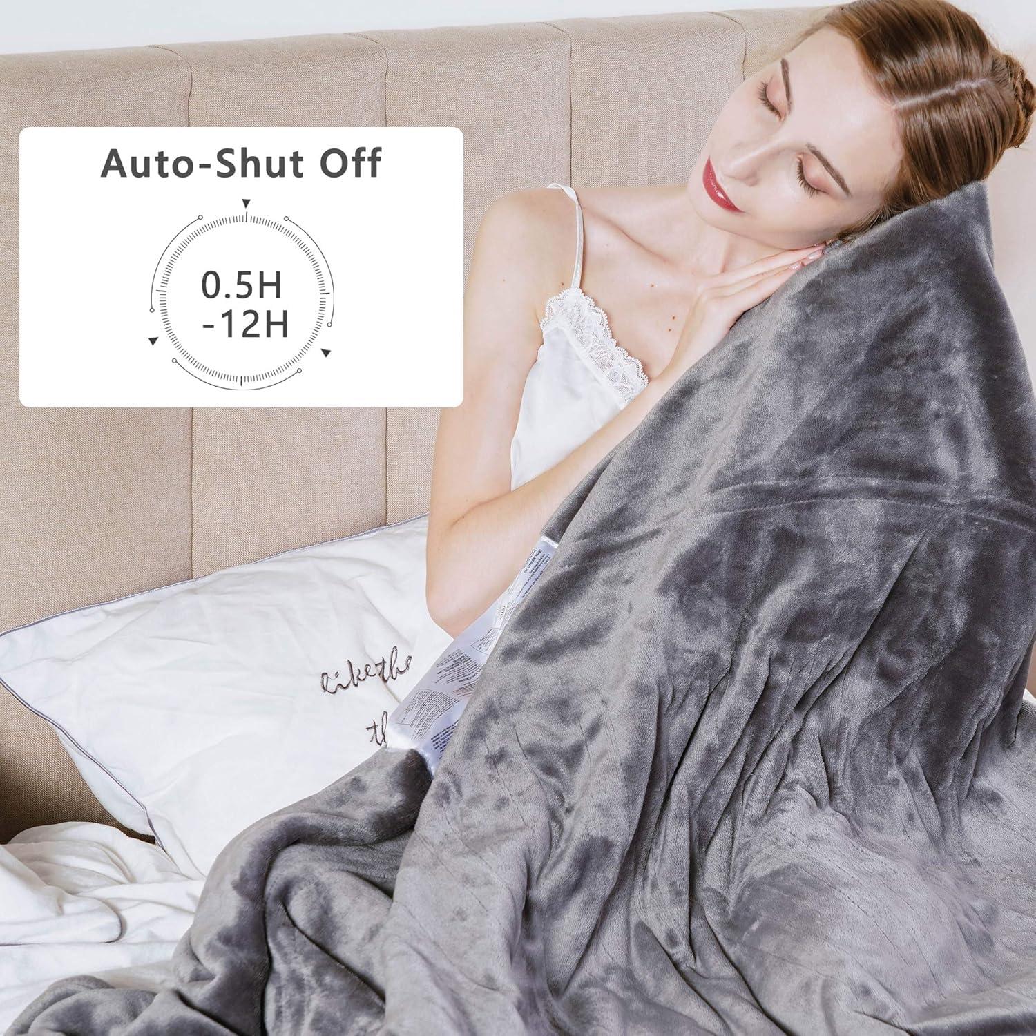 Manta Eléctrica Calentada Sunvivi Queen Doble Control 10 Niveles