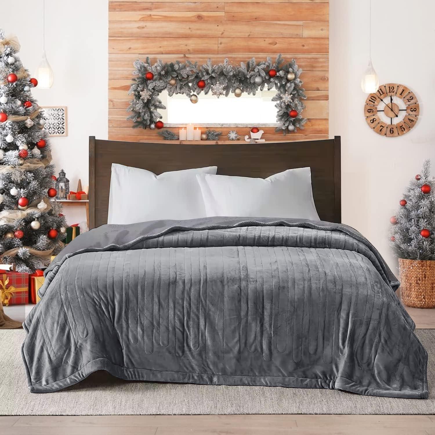 Manta Eléctrica Calentada Sunvivi Queen Doble Control 10 Niveles