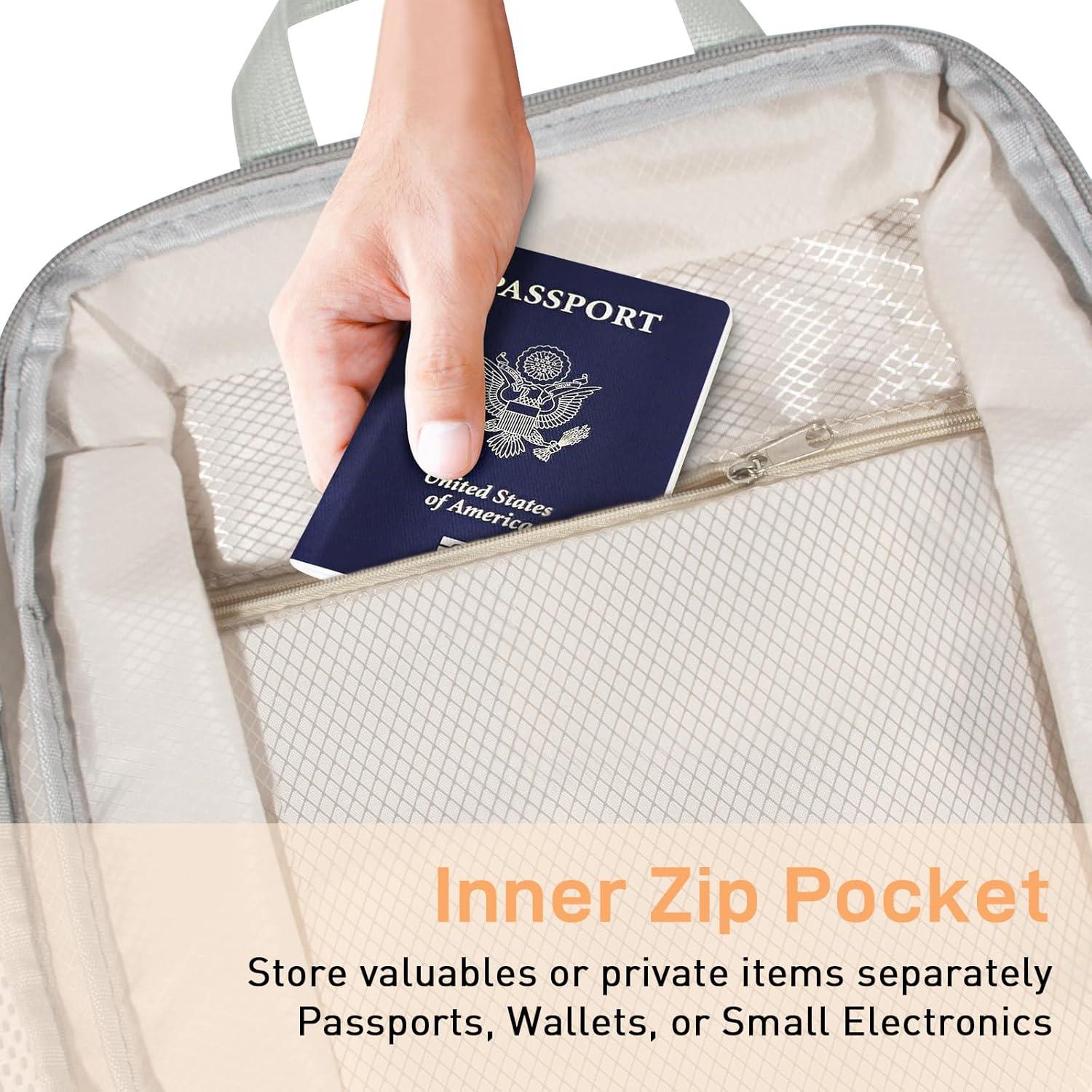 Cubos de Compresión ZDAUK 6 Set Beige para Empacar Viajes