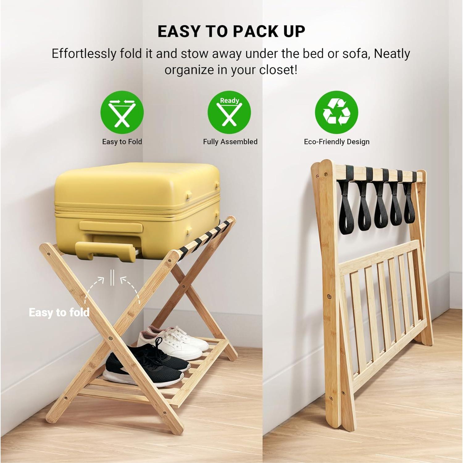 Juego de 2 Soportes para Equipaje Plegables Grow Bou - Bambú Natural