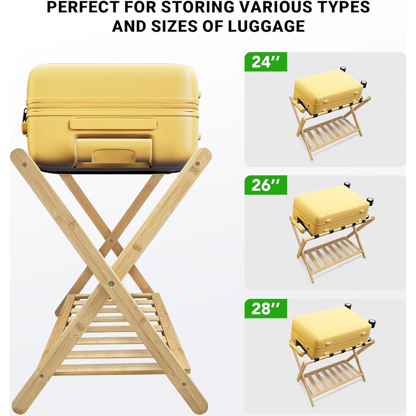 Juego de 2 Soportes para Equipaje Plegables Grow Bou - Bambú Natural