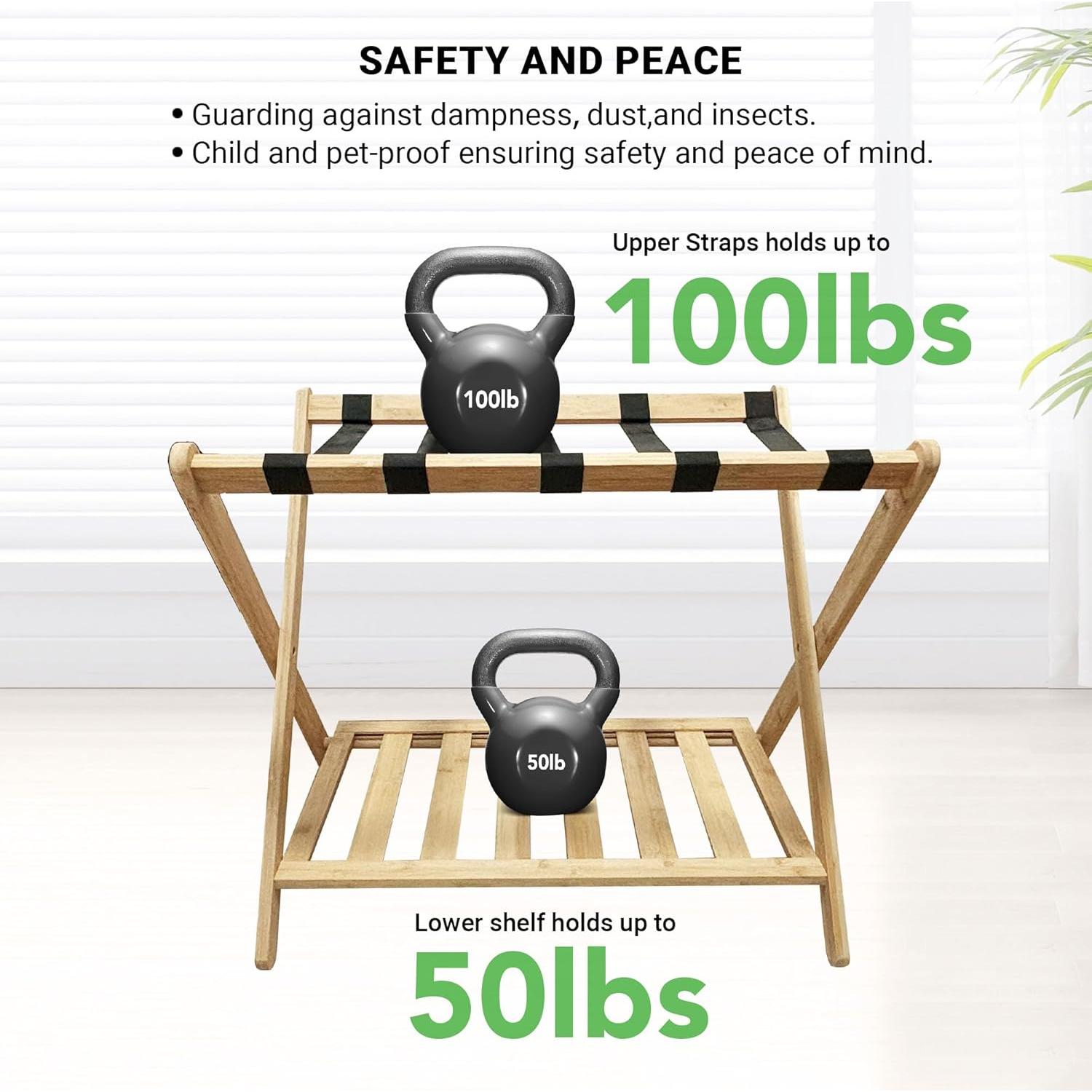 Juego de 2 Soportes para Equipaje Plegables Grow Bou - Bambú Natural