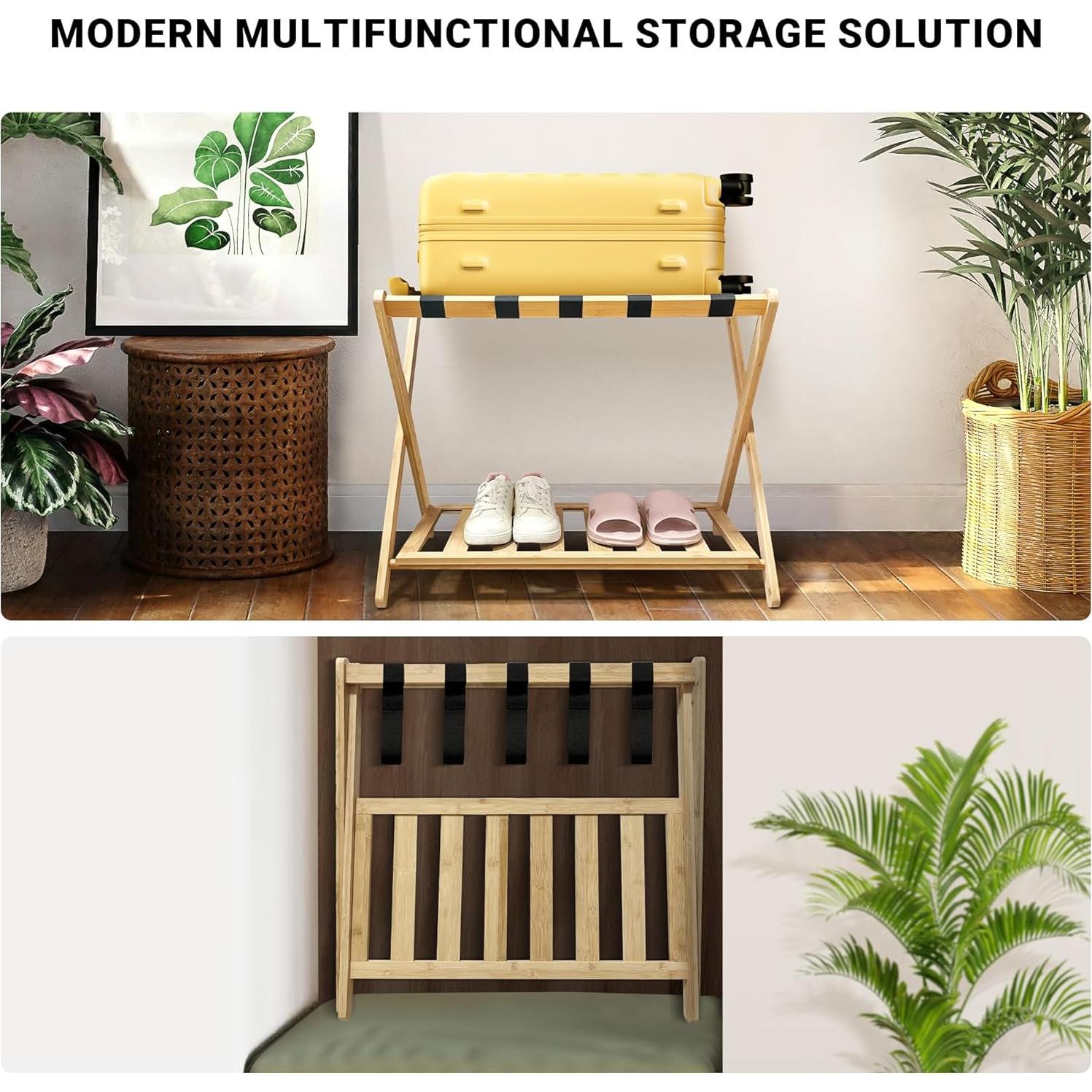 Juego de 2 Soportes para Equipaje Plegables Grow Bou - Bambú Natural