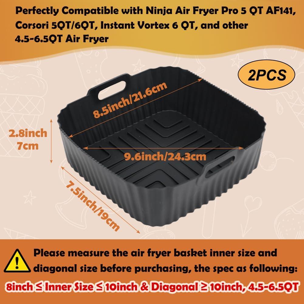 Forros de Silicona para Freidora de Aire BYKITCHEN 8.5" Cuadrados