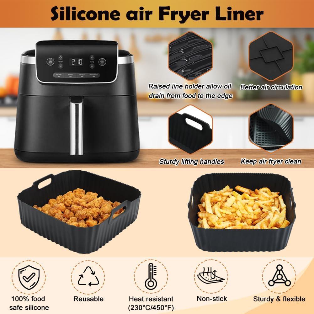 Forros de Silicona para Freidora de Aire BYKITCHEN 8.5" Cuadrados
