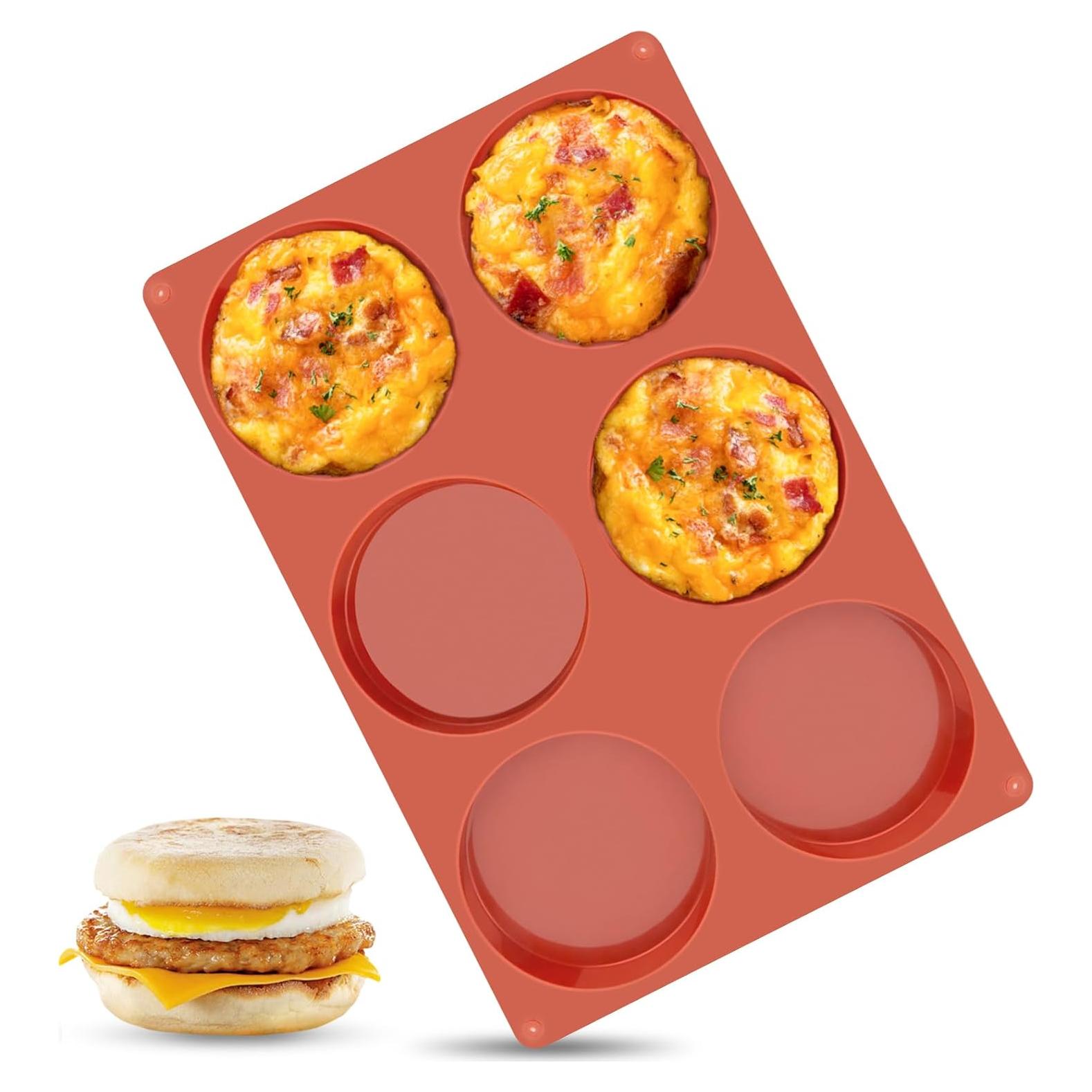 Ocmoiy 4 Inch Silicone Egg Mold for Baking/Jumbo Muffin Top Pan, 1 Pack Non-Stick Large Round Mold for Hamburger Bun, English Muffin, Tarts, Pies, Corn Bread, Egg Sandwich Breakfast