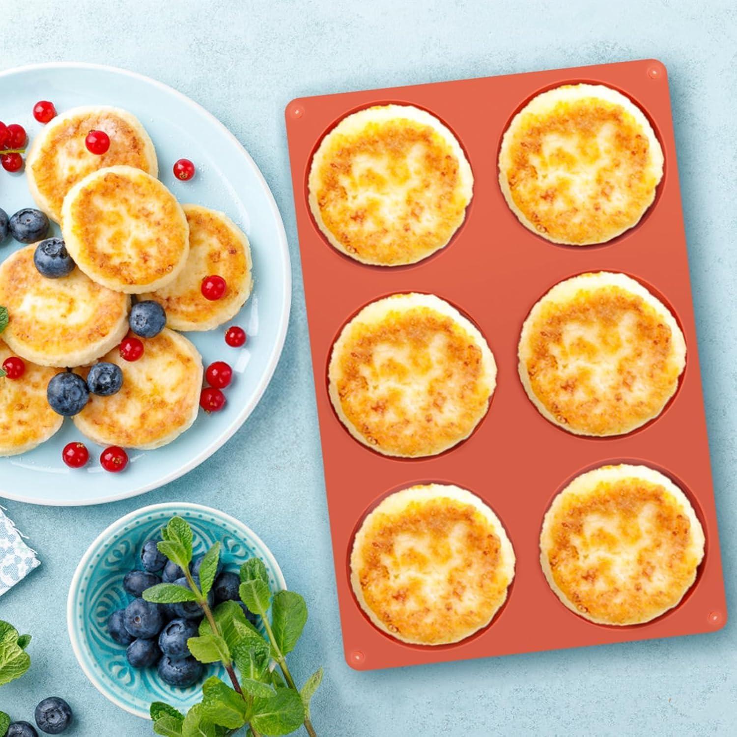 Ocmoiy 4 Inch Silicone Egg Mold for Baking/Jumbo Muffin Top Pan, 1 Pack Non-Stick Large Round Mold for Hamburger Bun, English Muffin, Tarts, Pies, Corn Bread, Egg Sandwich Breakfast