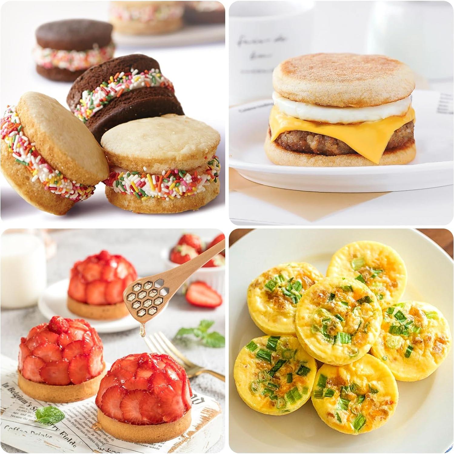 Ocmoiy 4 Inch Silicone Egg Mold for Baking/Jumbo Muffin Top Pan, 1 Pack Non-Stick Large Round Mold for Hamburger Bun, English Muffin, Tarts, Pies, Corn Bread, Egg Sandwich Breakfast