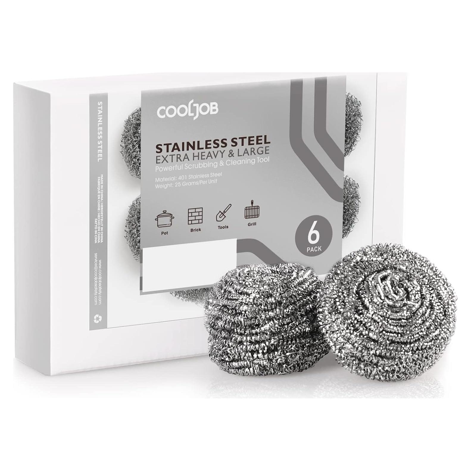 Estropajos de Acero Inoxidable COOLJOB - Paquete de 6 Unidades