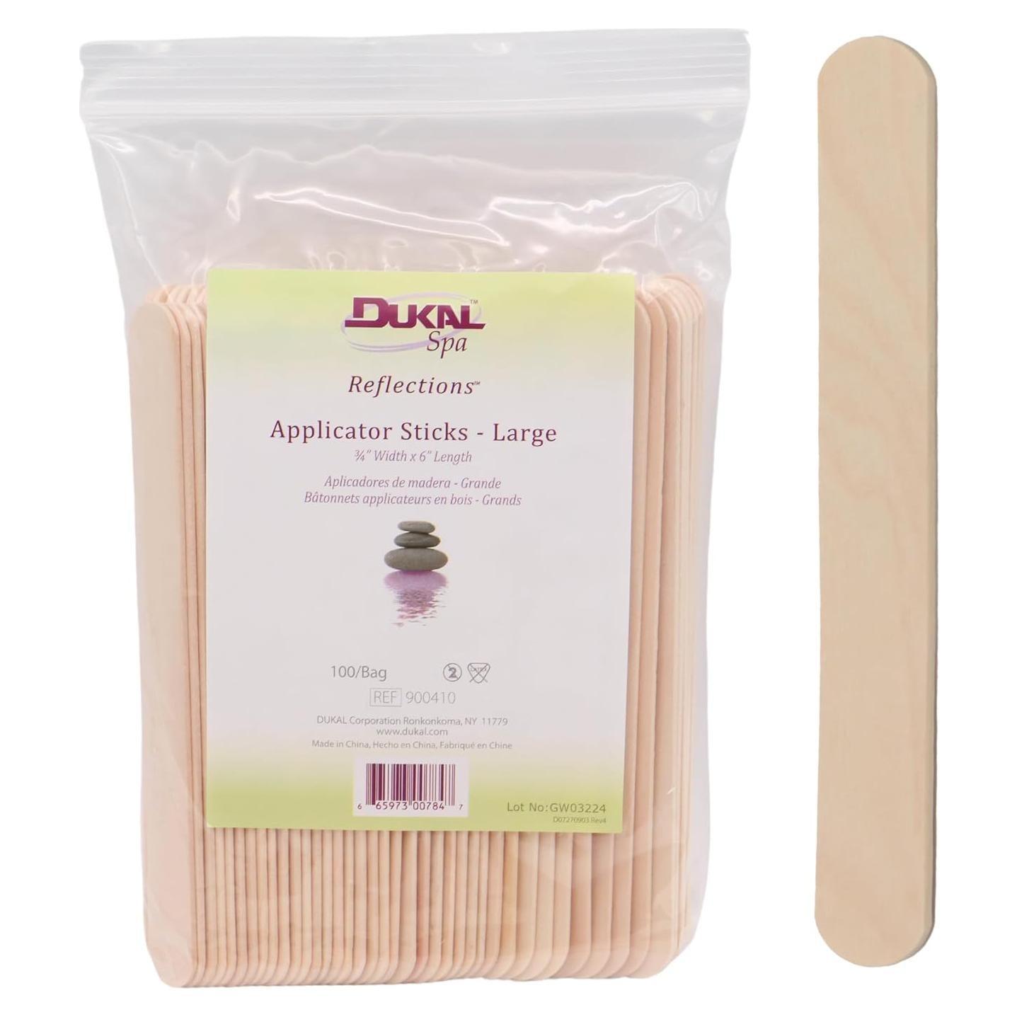 Palitos de Cera de Madera Grandes Dukal - 100 Unidades para Depilación