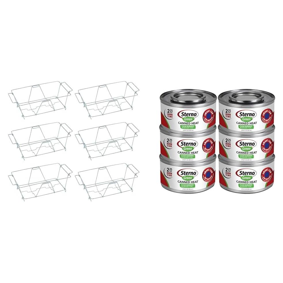 Sterno Calentador de Alimentos 6-Pack con Soporte Plegable