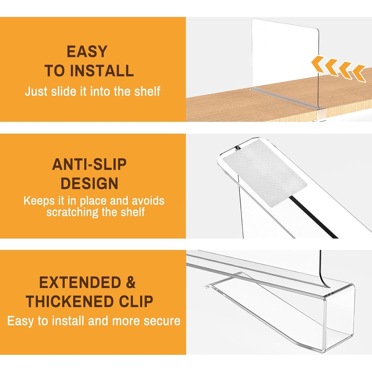 12 Organizadores de Divisores de Estante Ginbel Direct Acrílico
