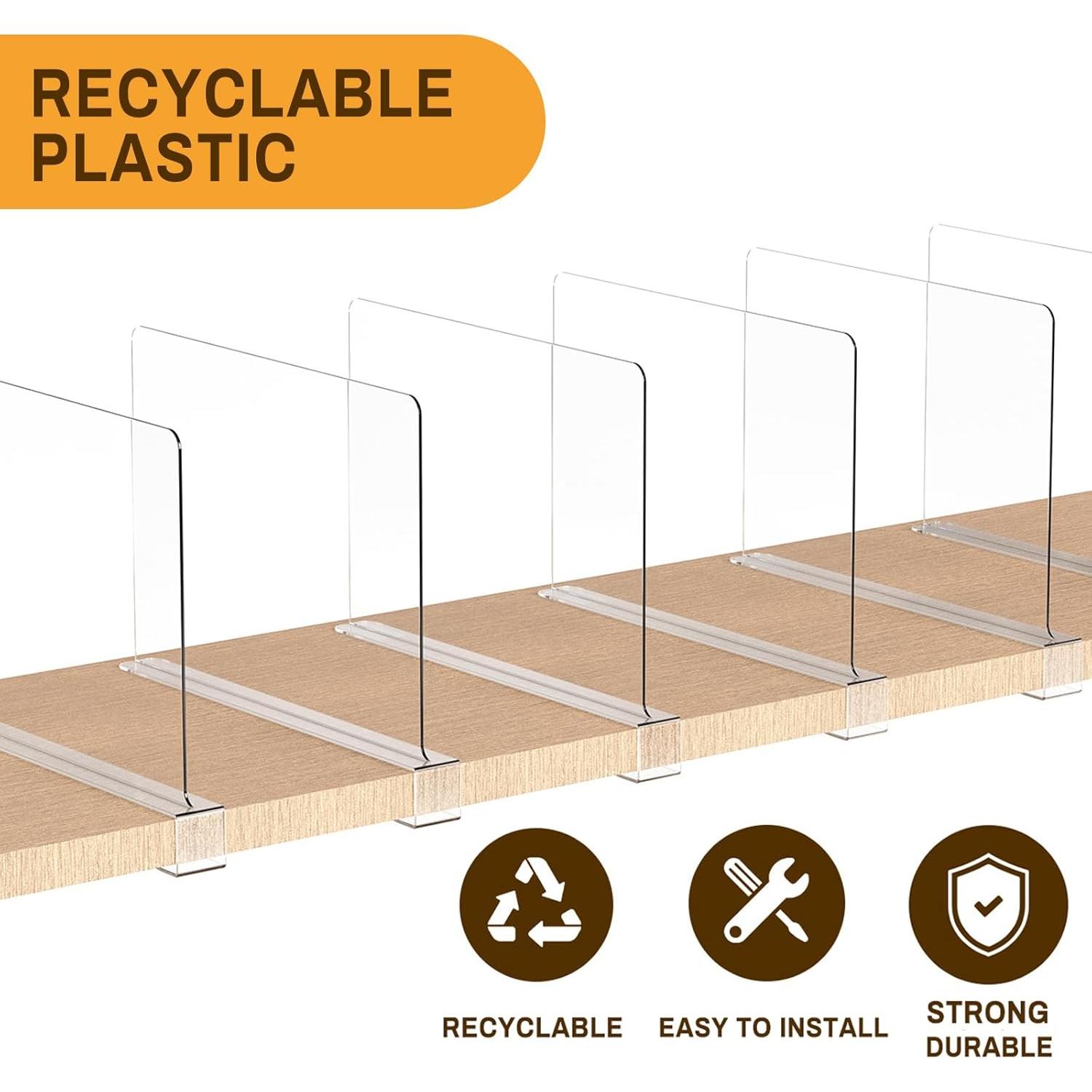12 Organizadores de Divisores de Estante Ginbel Direct Acrílico