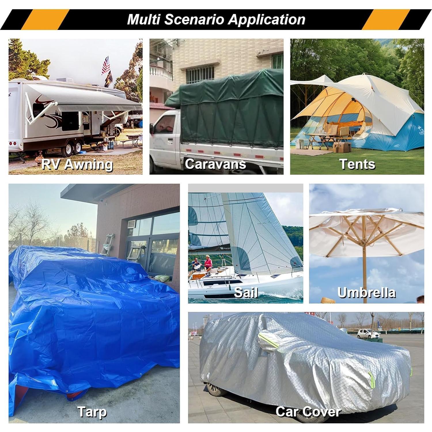 Cinta de Reparación de Toldos Succulentlovers 12cm x 7.6m Negra