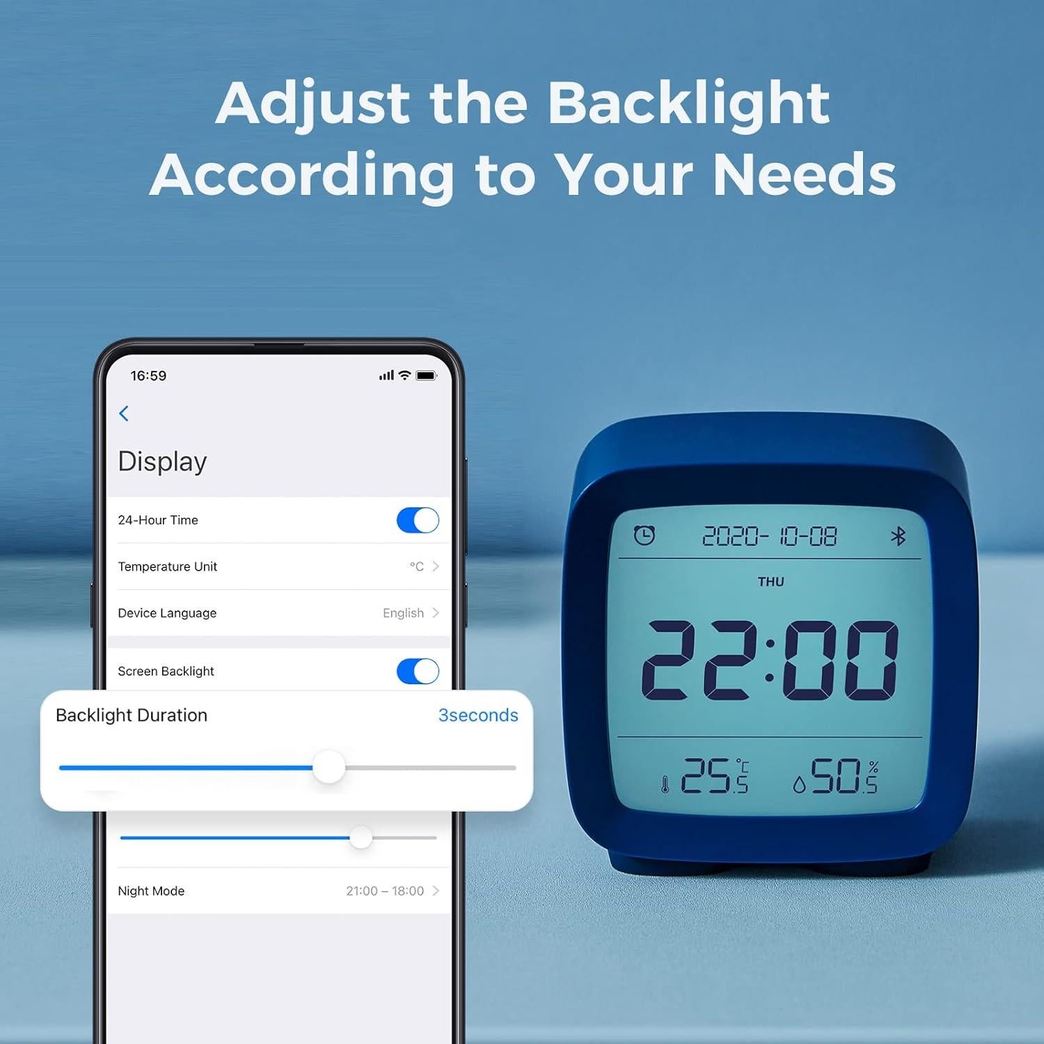 Reloj Despertador Digital Qingping con Alarmas y Temperatura