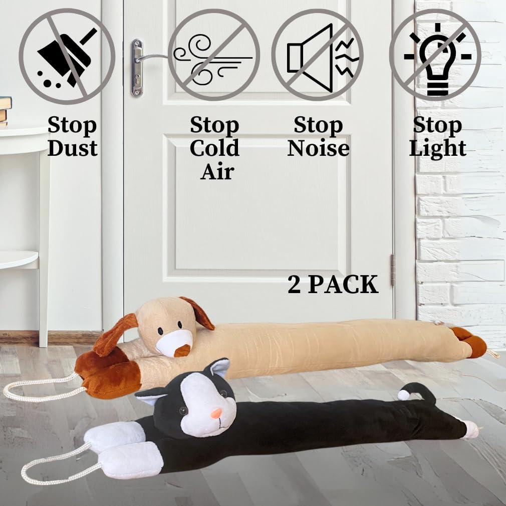 Evelots Tapón de Corrientes para Puertas y Ventanas - 96.5 cm - Paquete de 2 - Bloqueador de Aire Frío, Ruido y Polvo