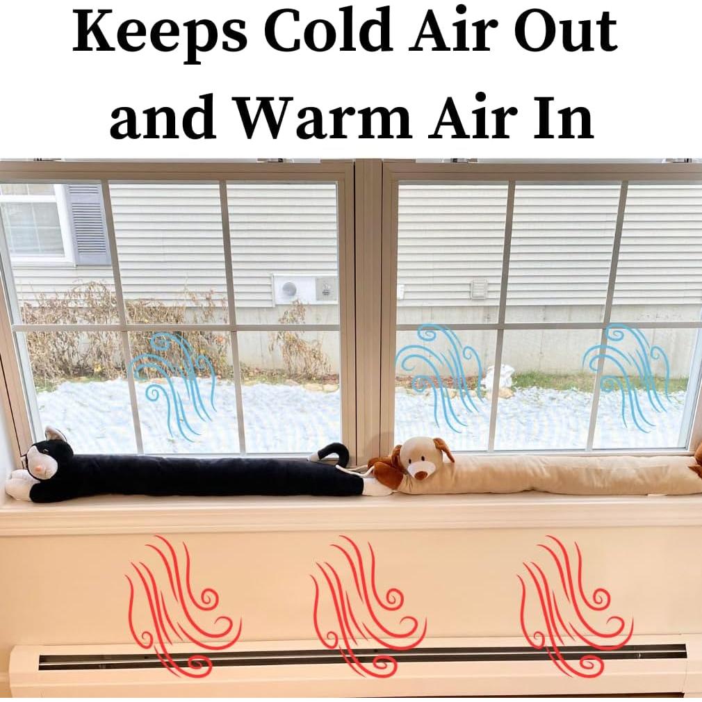 Evelots Tapón de Corrientes para Puertas y Ventanas - 96.5 cm - Paquete de 2 - Bloqueador de Aire Frío, Ruido y Polvo