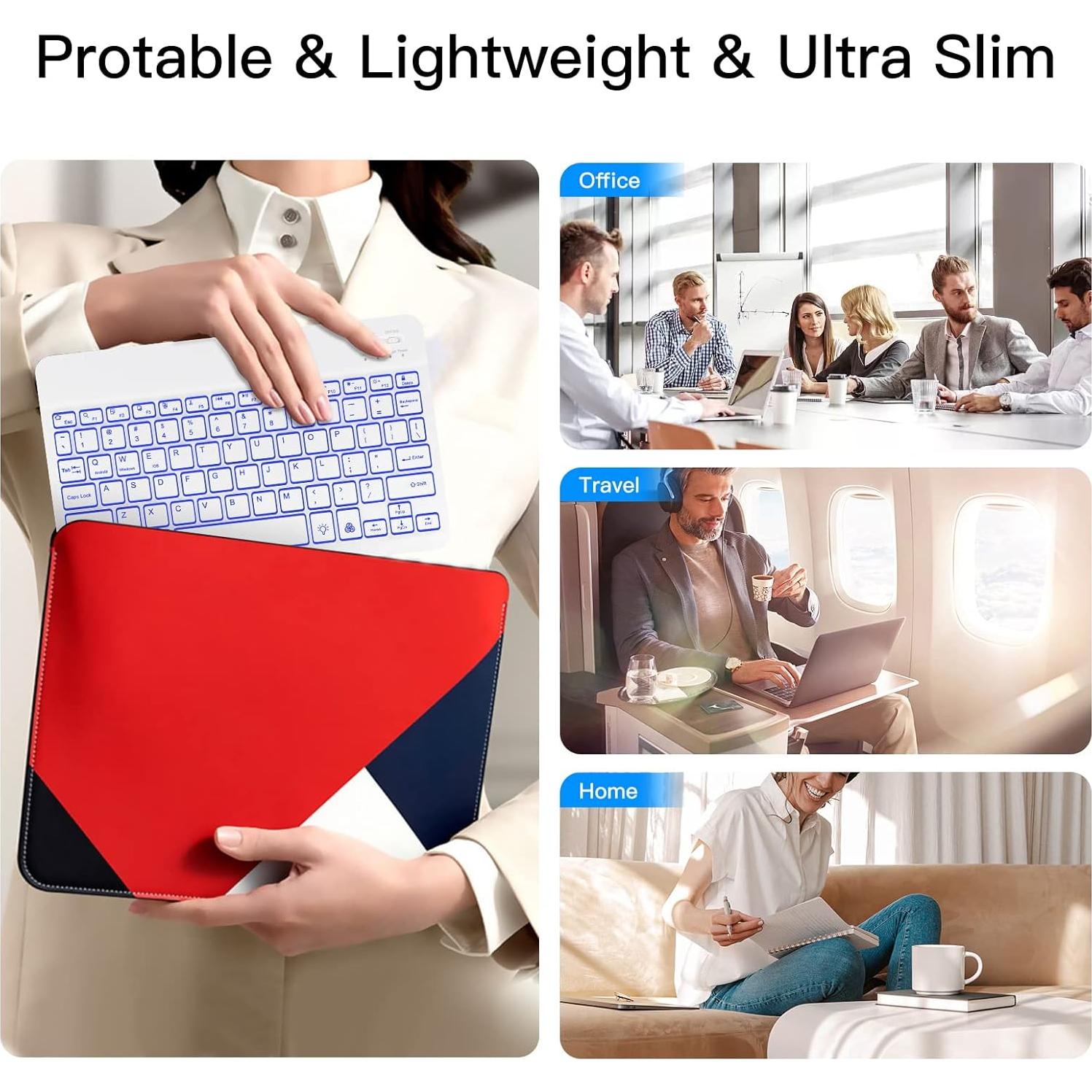 XIWMIX Ultra-Slim Wireless Bluetooth Keyboard - 7 Colors Backlit Universal Rechargeable Keyboard Compatible with iPad Pro/iPad Air/iPad 9.7/iPad 10.2/iPad mini and Other iOS Android Windows Devices