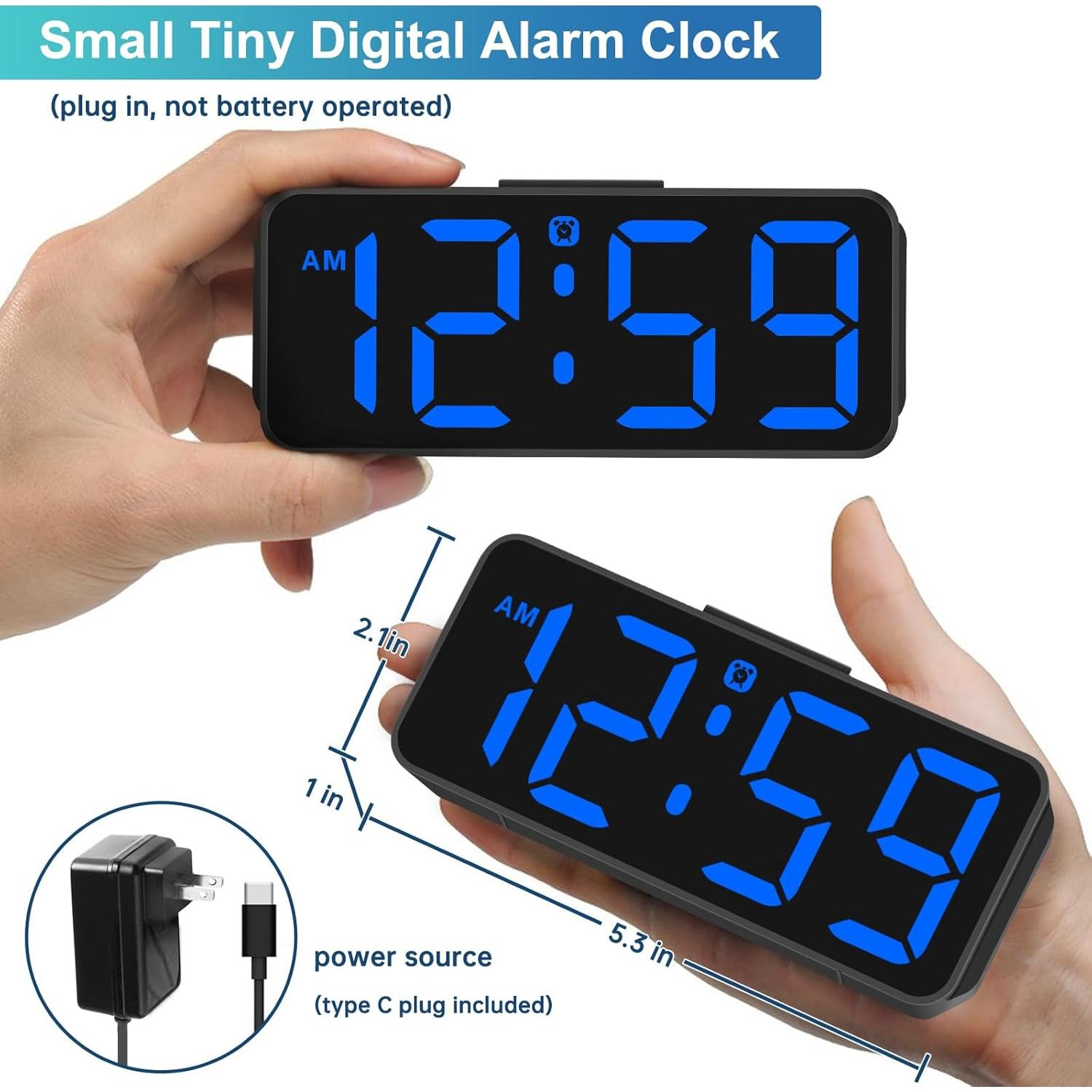 Reloj Despertador Digital Peakeep Azul Compacto con Alarma