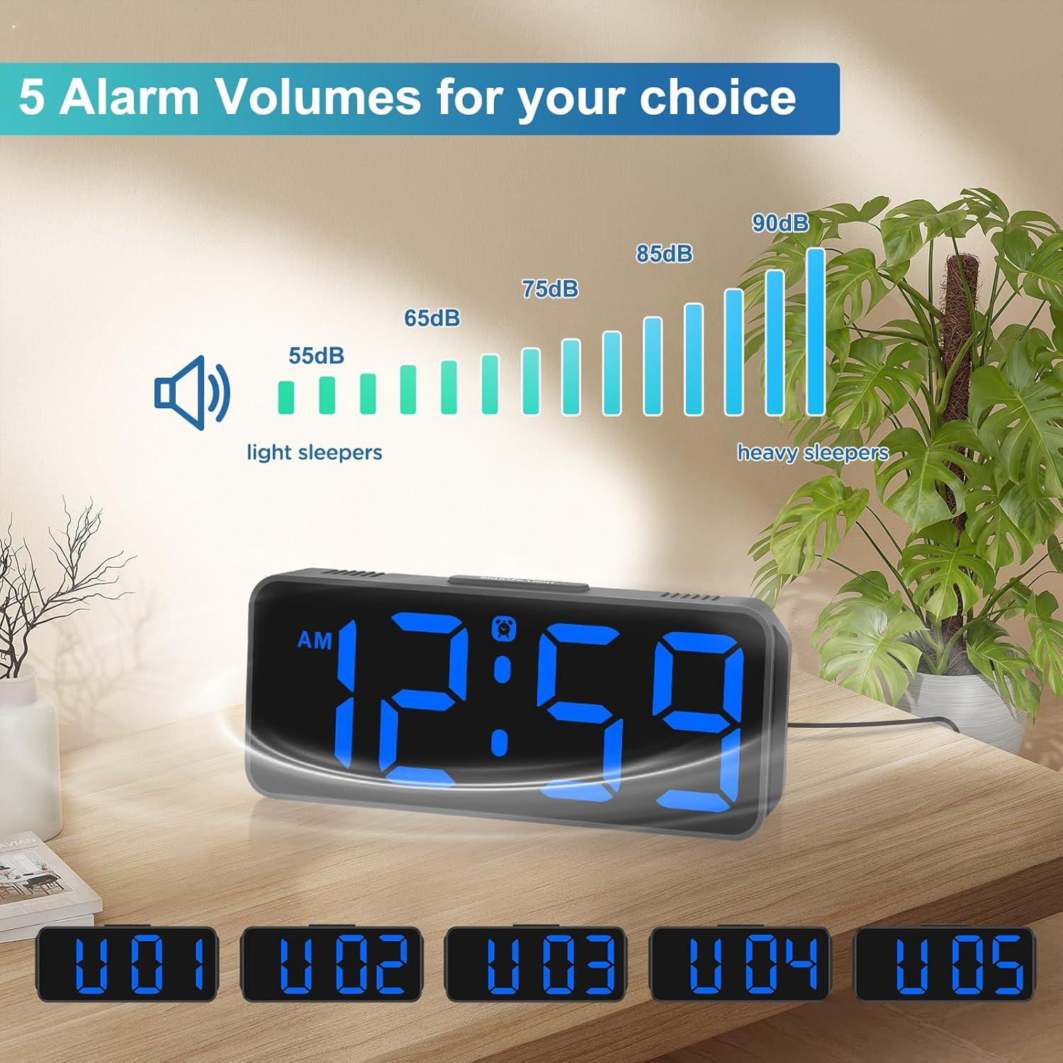 Reloj Despertador Digital Peakeep Azul Compacto con Alarma