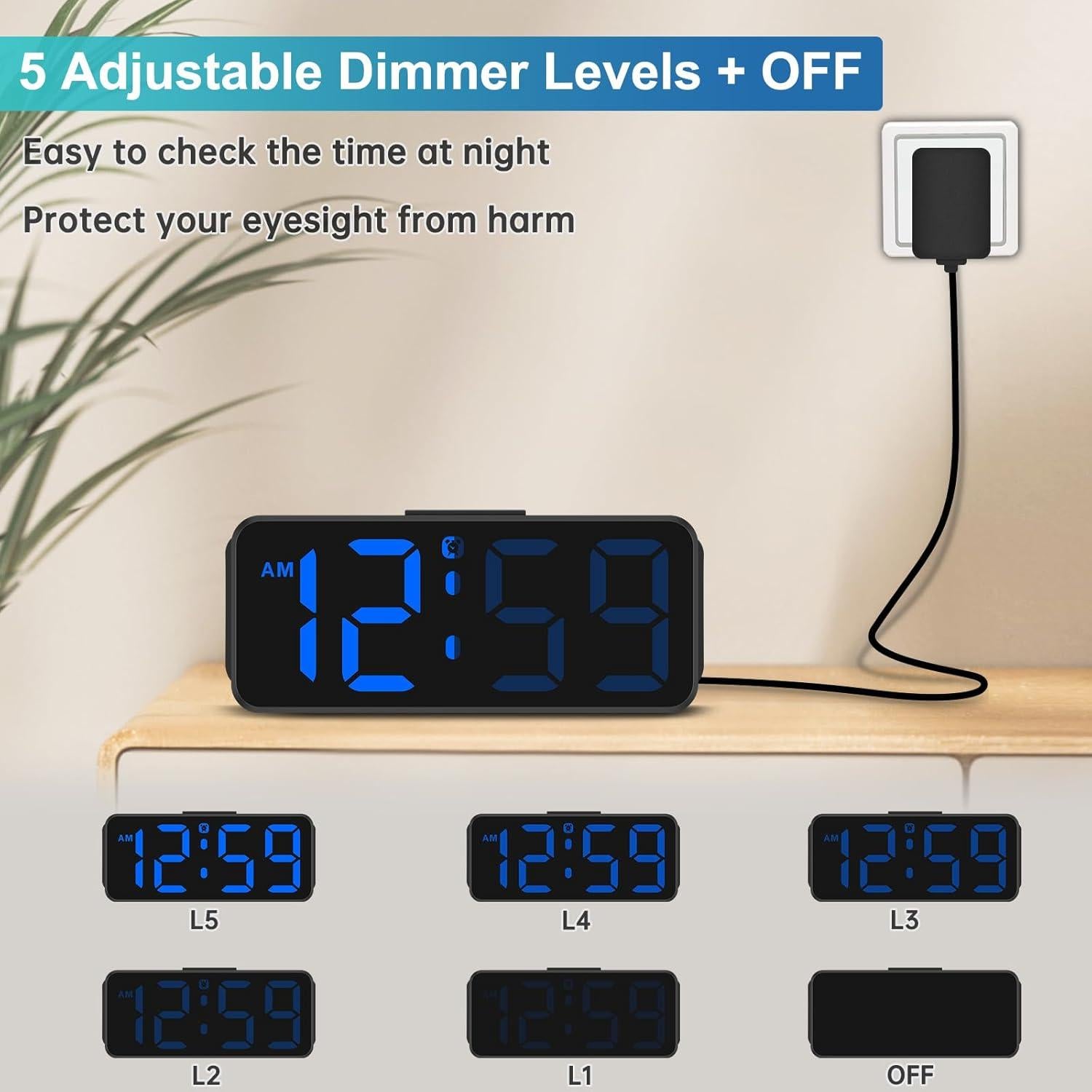 Reloj Despertador Digital Peakeep Azul Compacto con Alarma