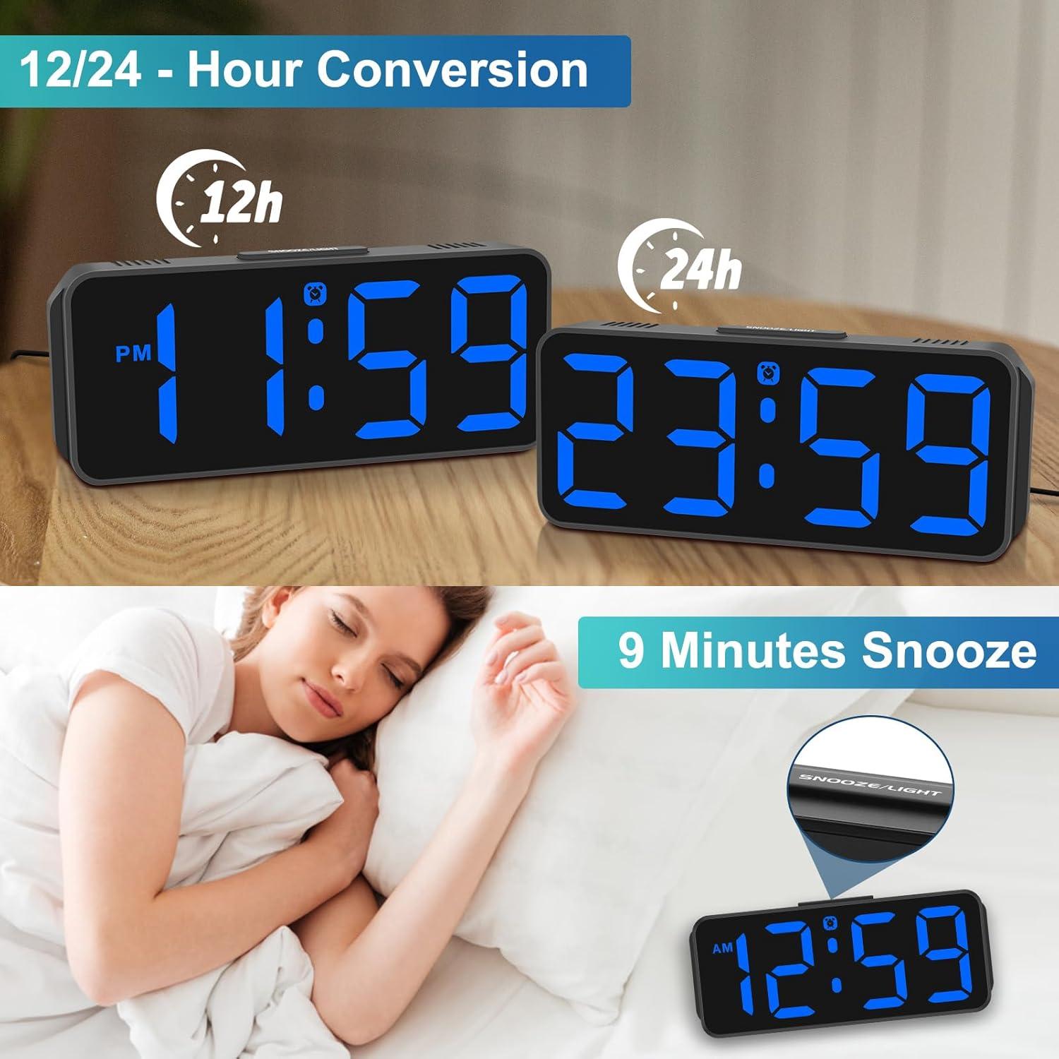 Reloj Despertador Digital Peakeep Azul Compacto con Alarma