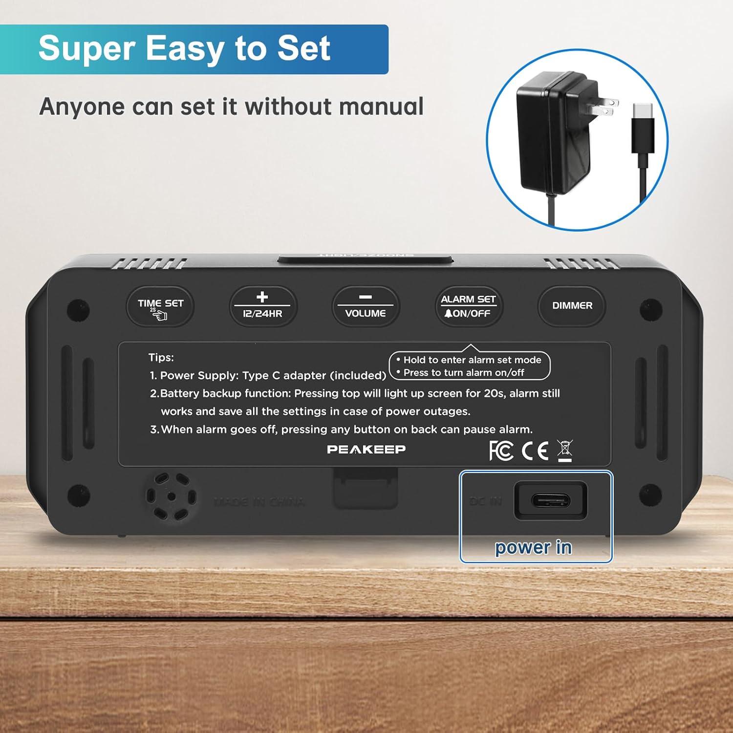 Reloj Despertador Digital Peakeep Azul Compacto con Alarma