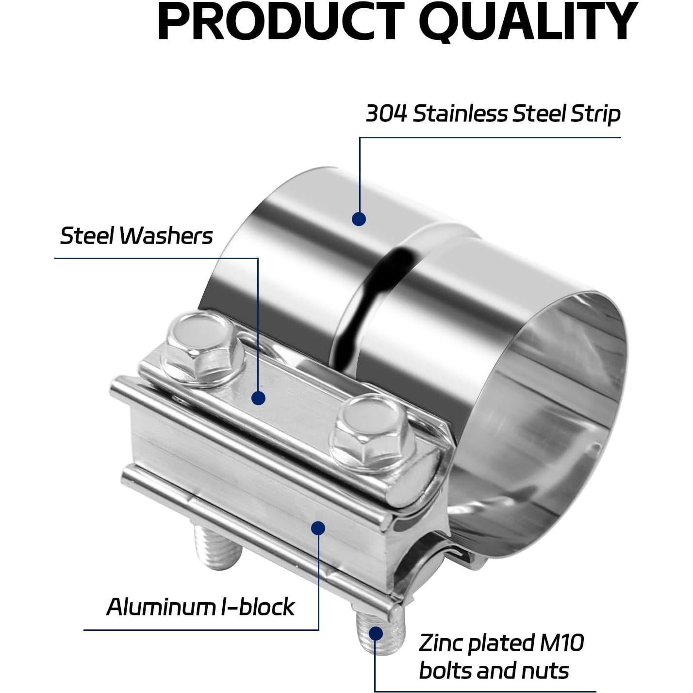 Abrazadera de Escape HZYAMZ 001 Acero Inoxidable 6.35 cm