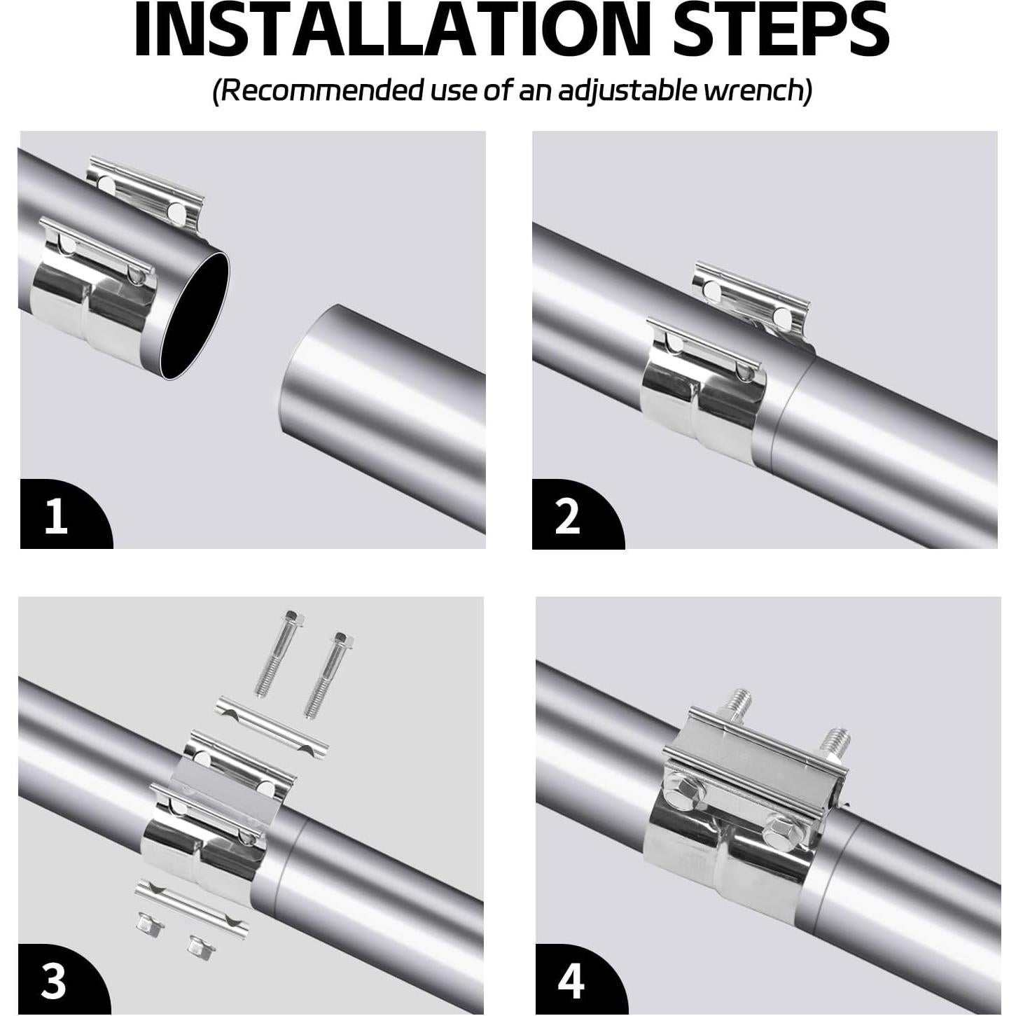Abrazadera de Escape HZYAMZ 001 Acero Inoxidable 6.35 cm