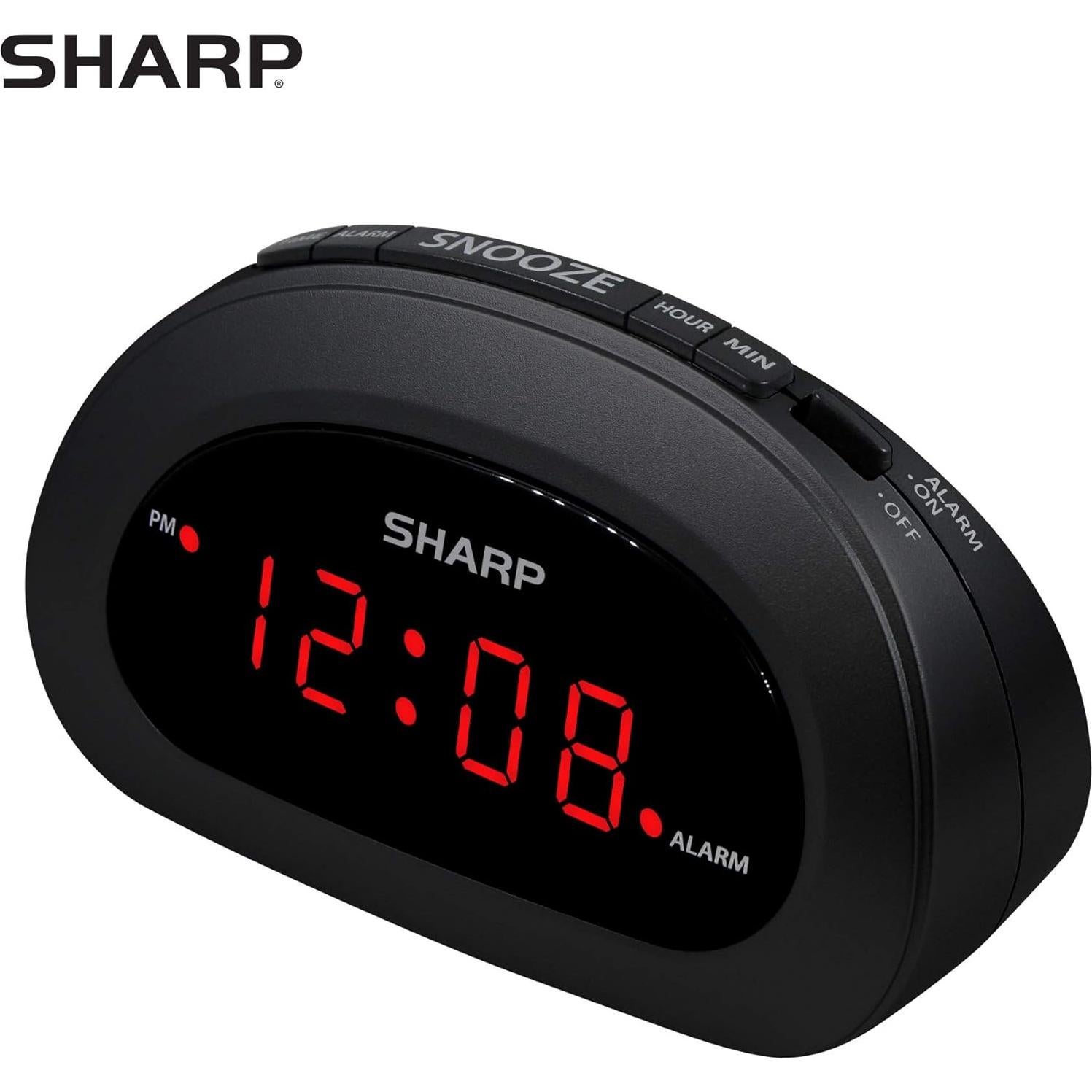 Reloj Despertador Digital SHARP Negro con Snooze y Batería