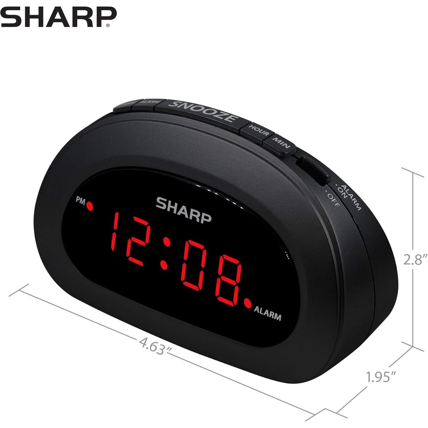Reloj Despertador Digital SHARP Negro con Snooze y Batería