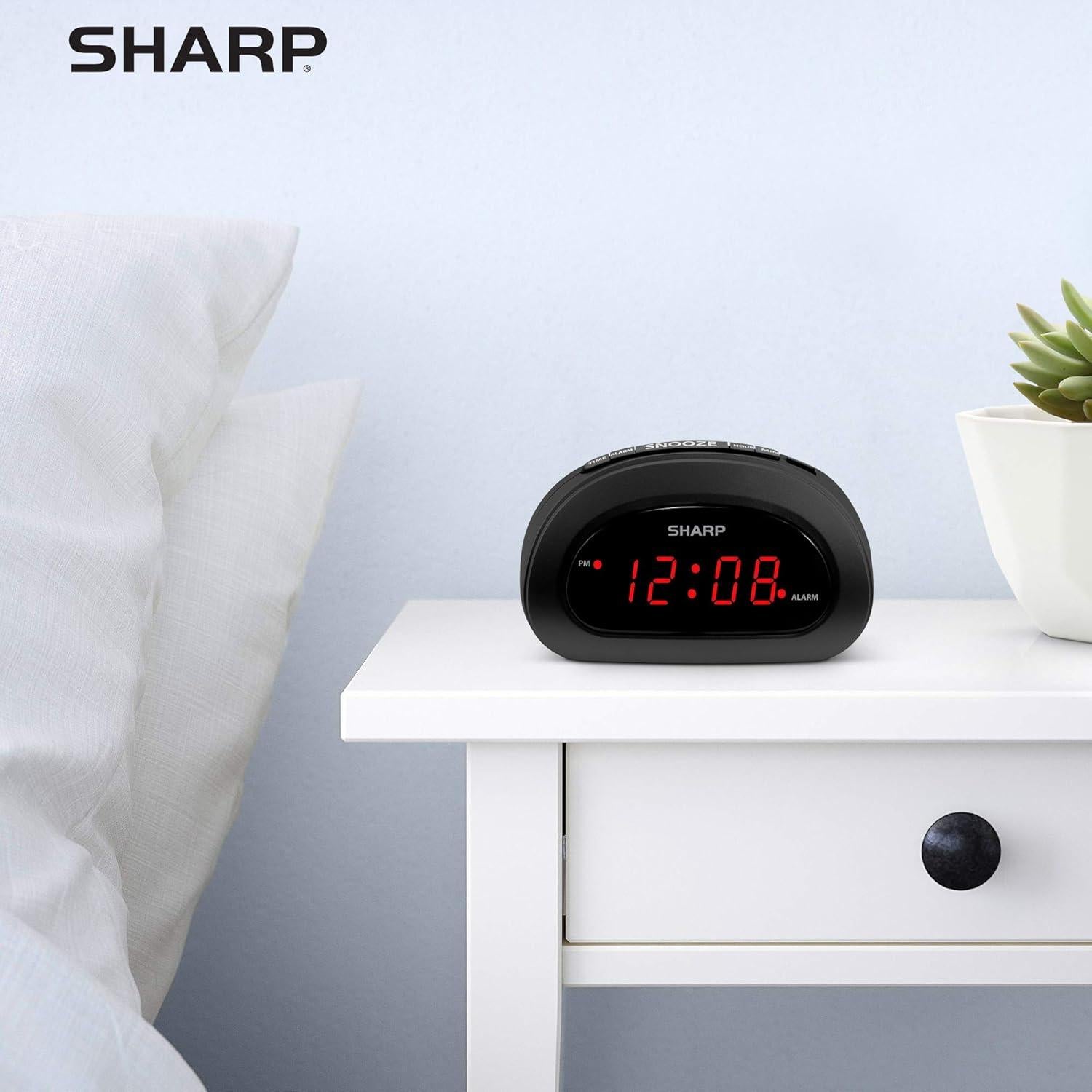 Reloj Despertador Digital SHARP Negro con Snooze y Batería