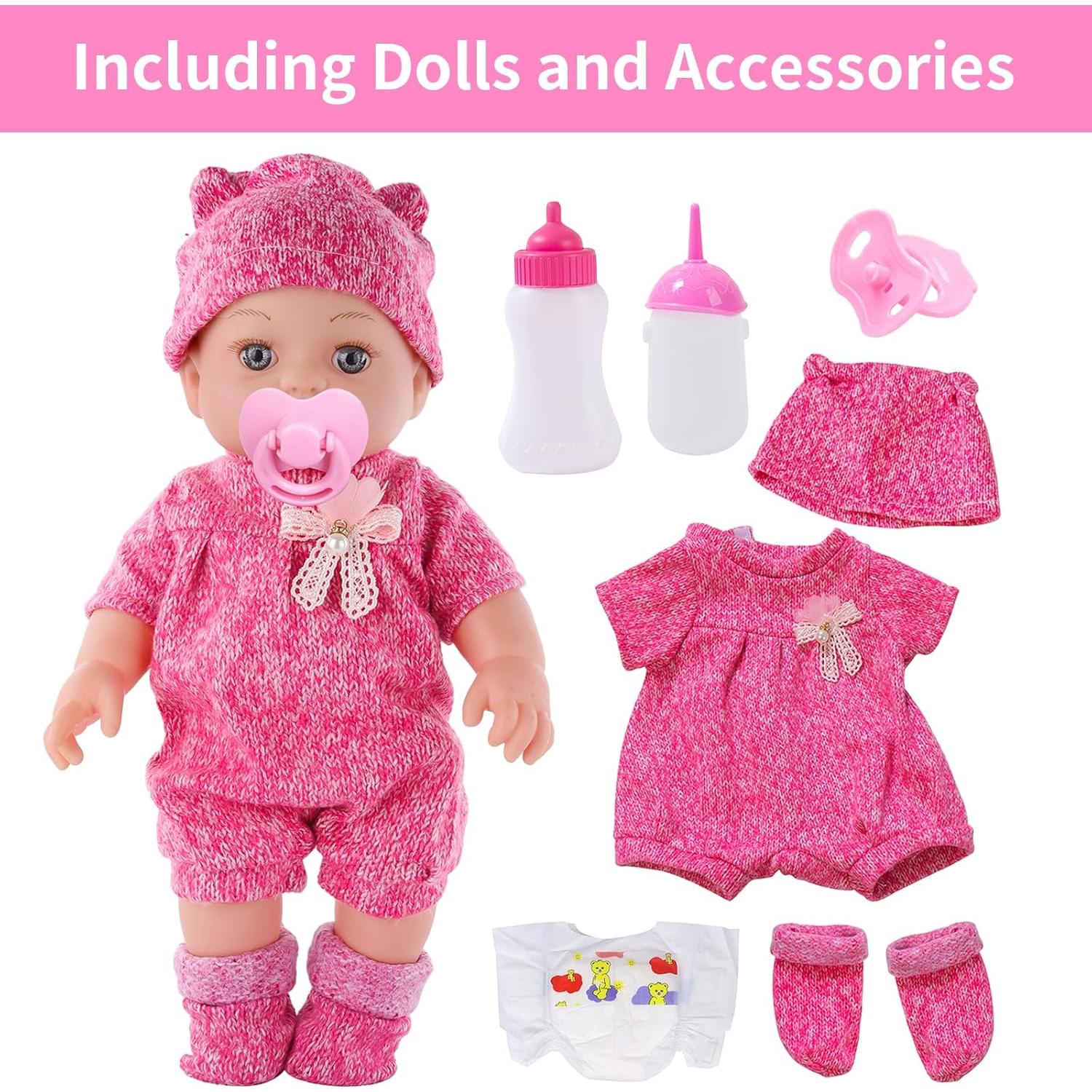 Muñeca Bebé DONTNO 30 cm con Ropa y Accesorios