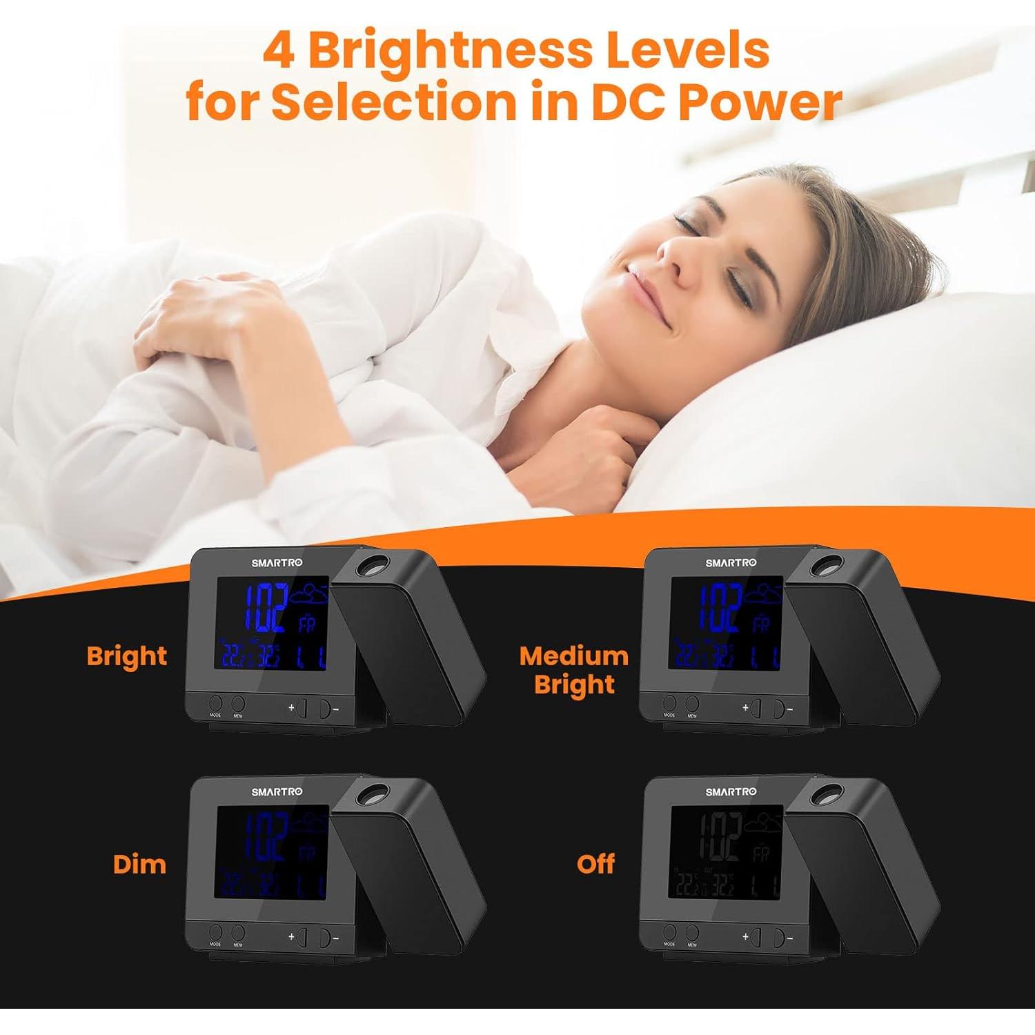 Reloj Despertador Digital SMARTRO SC31B con Proyección