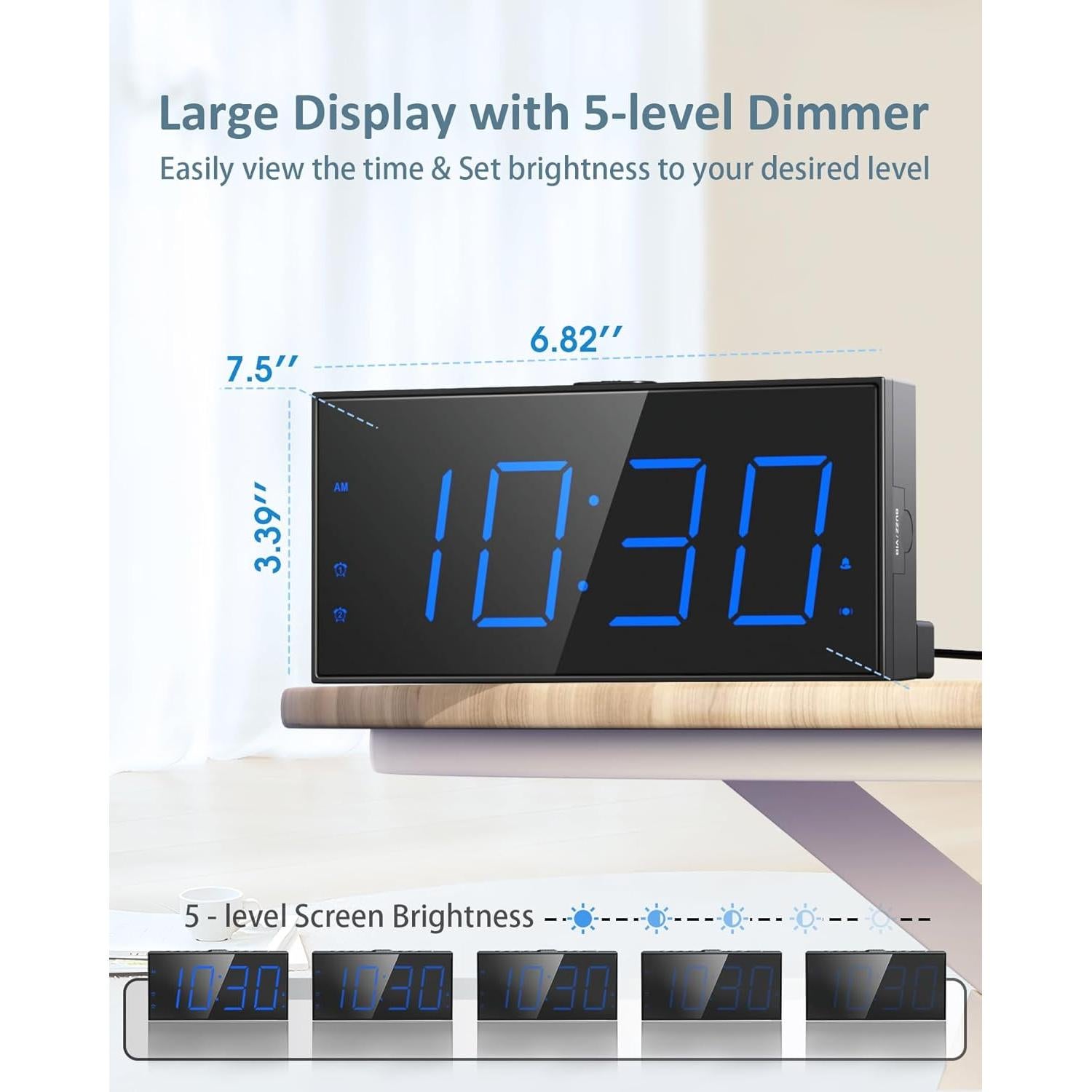 Reloj Despertador Roxicosly con Vibrador y Pantalla LED 19cm