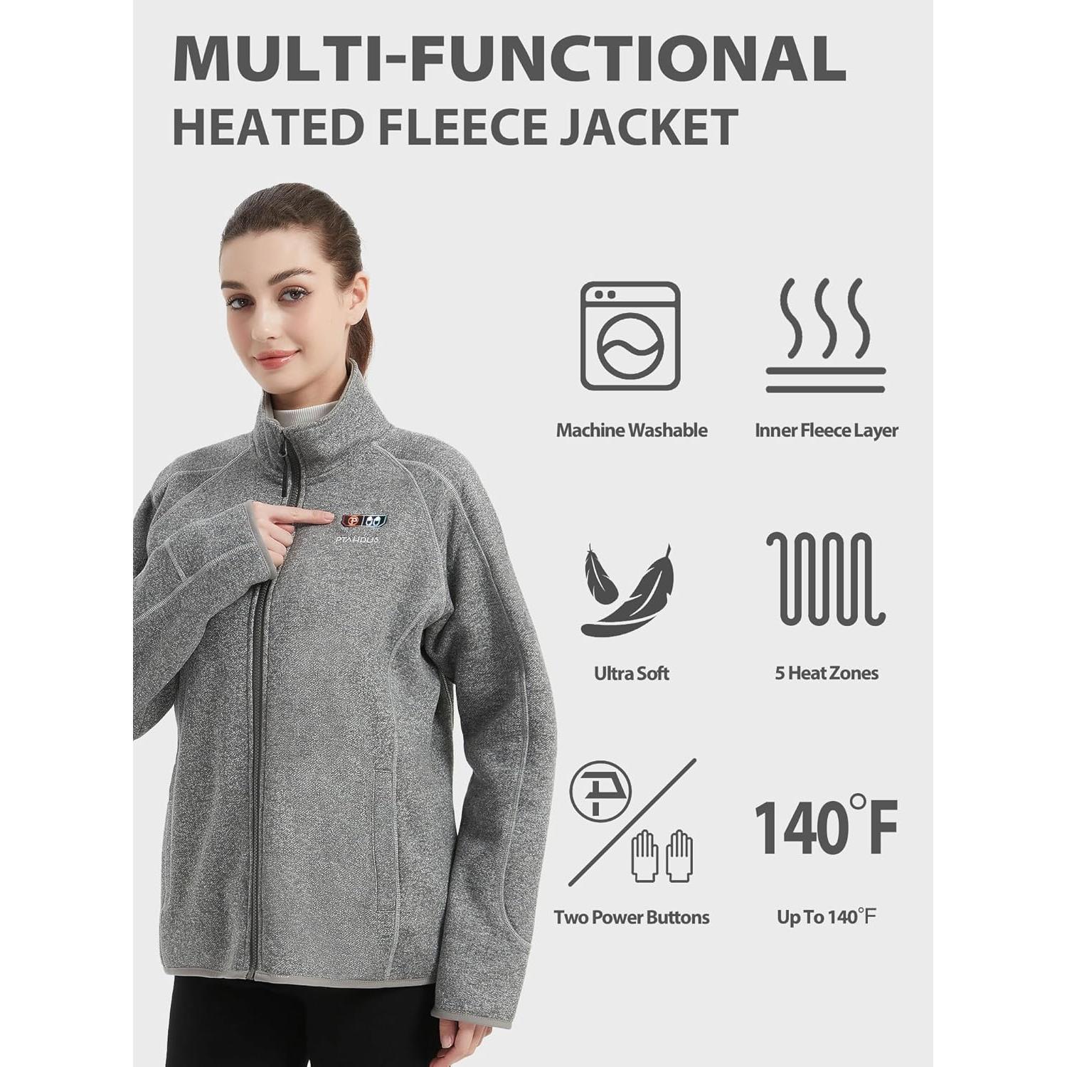 Chaqueta Térmica de Forro Polar PTAHDUS para Mujeres con 5 Zonas de Calor