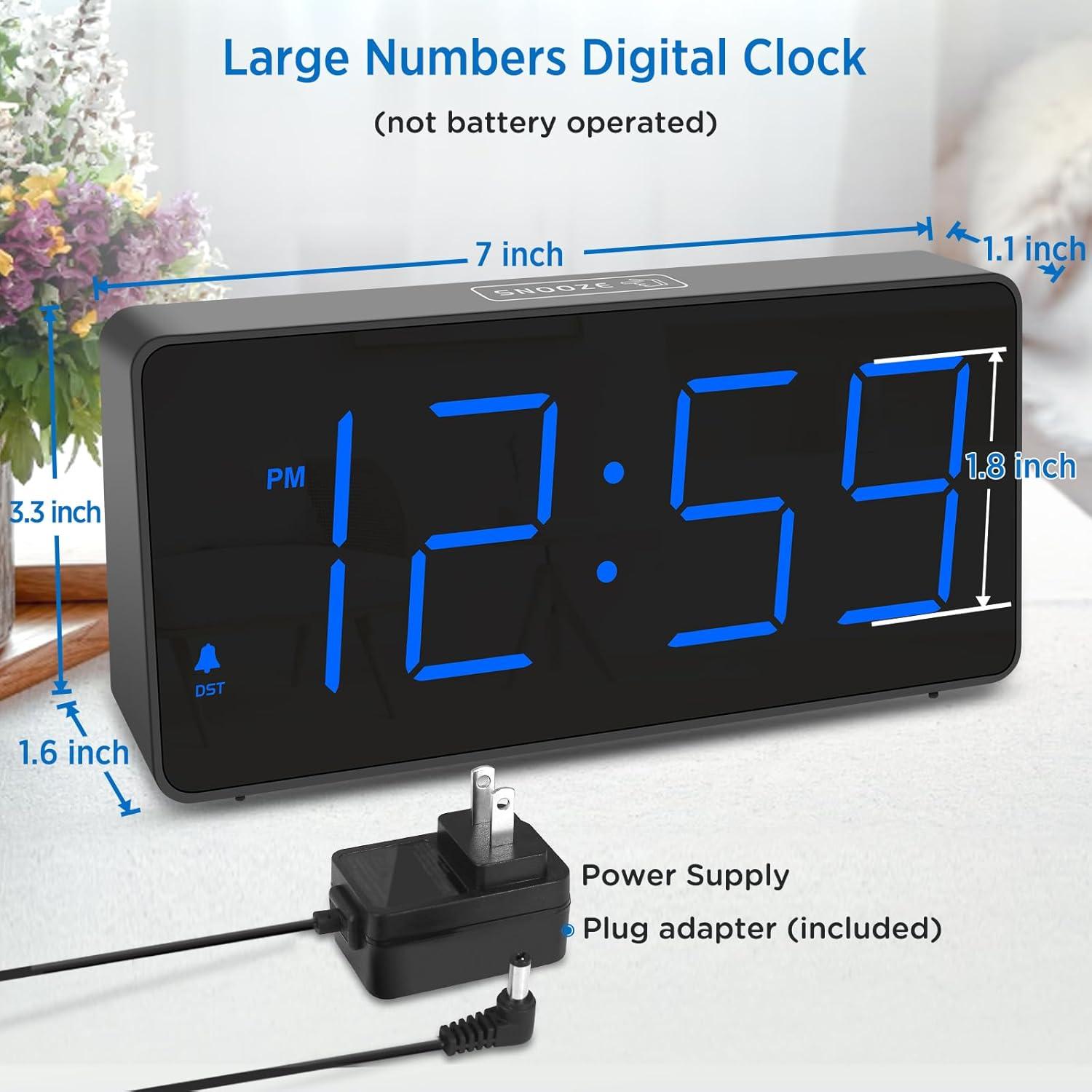 Reloj Despertador Digital Peakeep LED Grande Azul