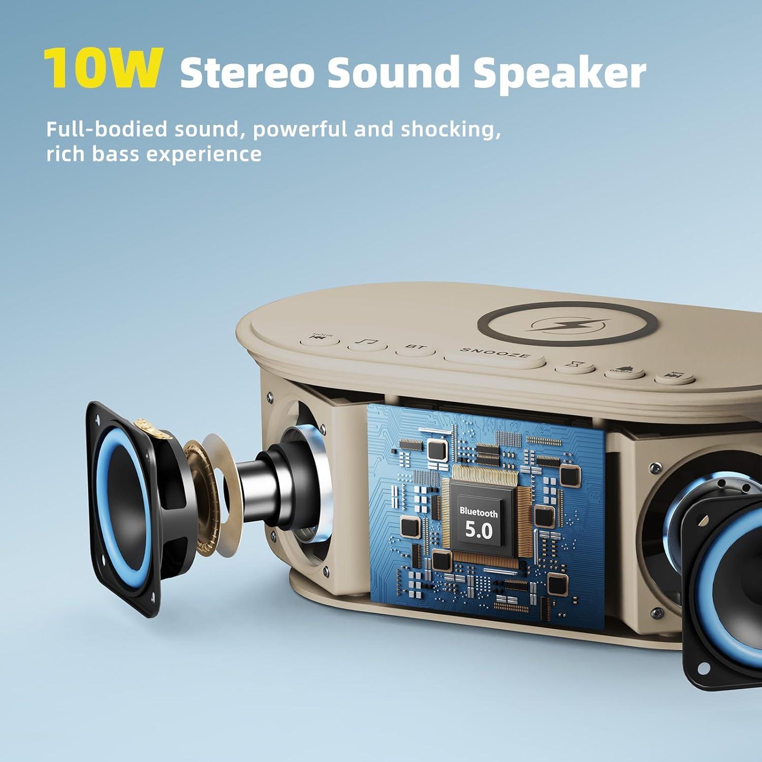 Reloj Despertador Odokee UE268S con Altavoz Bluetooth 10W