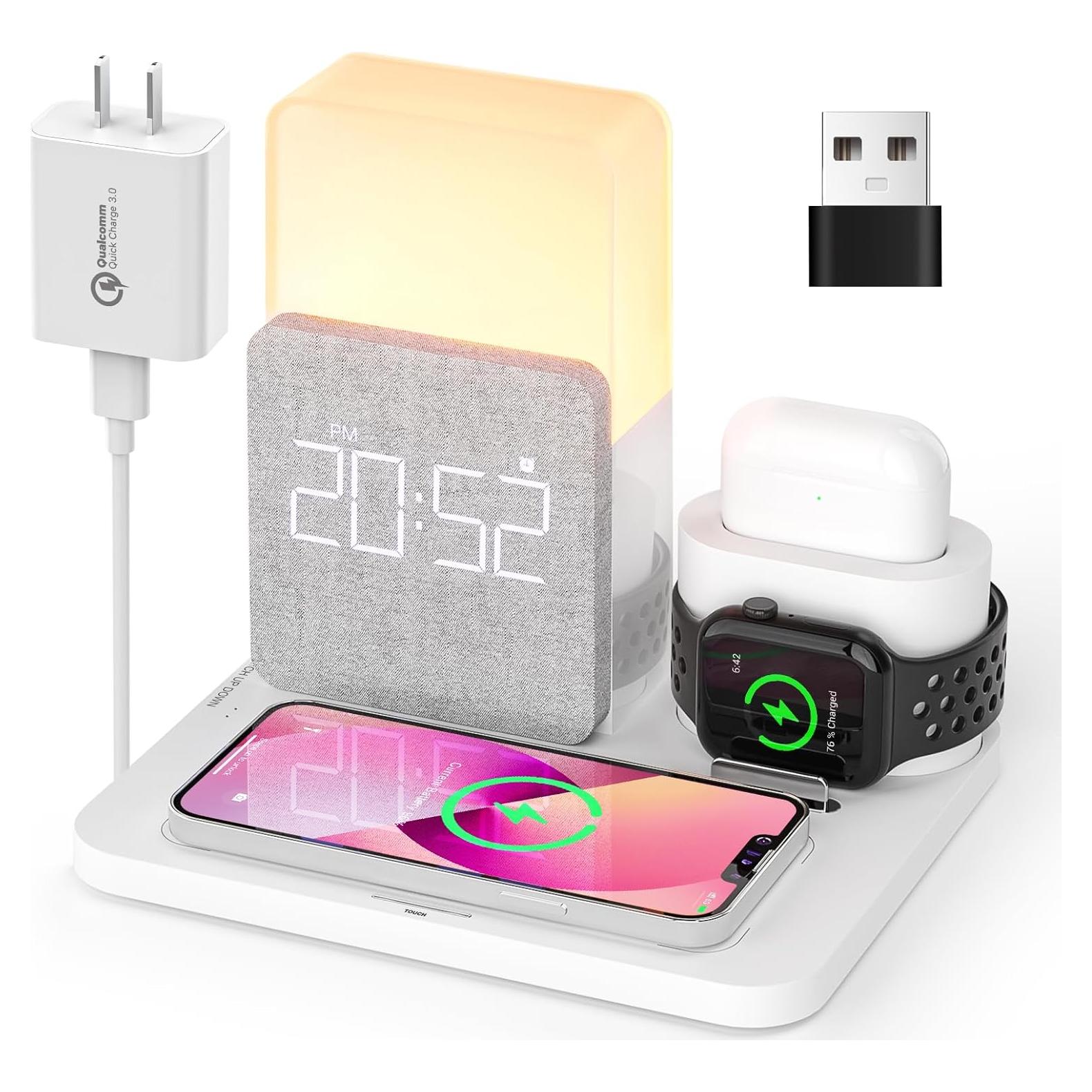 Estación de Carga Inalámbrica COLSUR 3 en 1 con Reloj