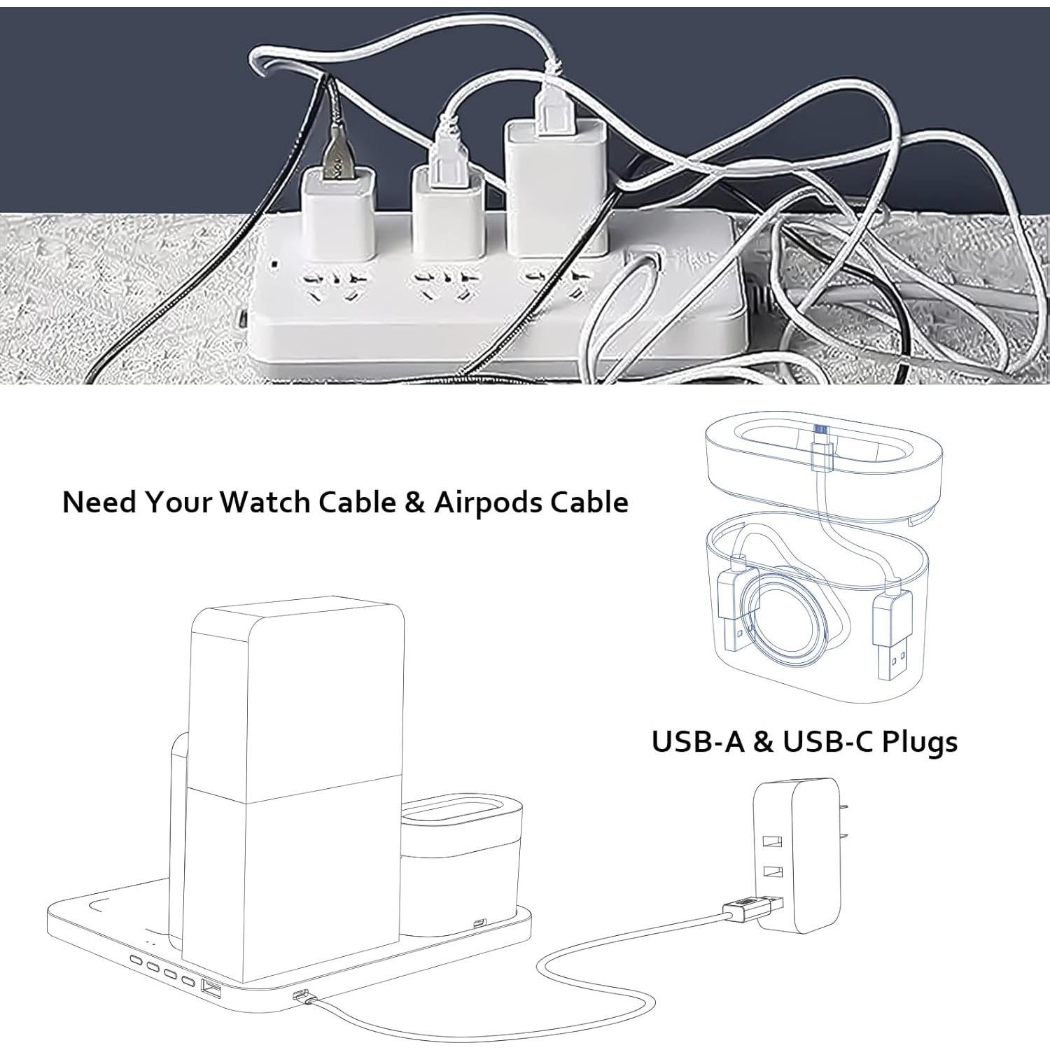 Estación de Carga Inalámbrica COLSUR 3 en 1 con Reloj