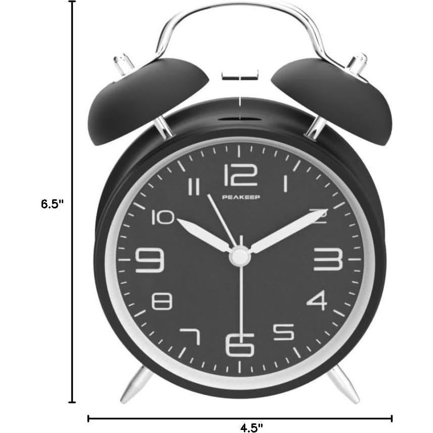 Reloj Despertador Peakeep Campana Doble 10 cm Retro