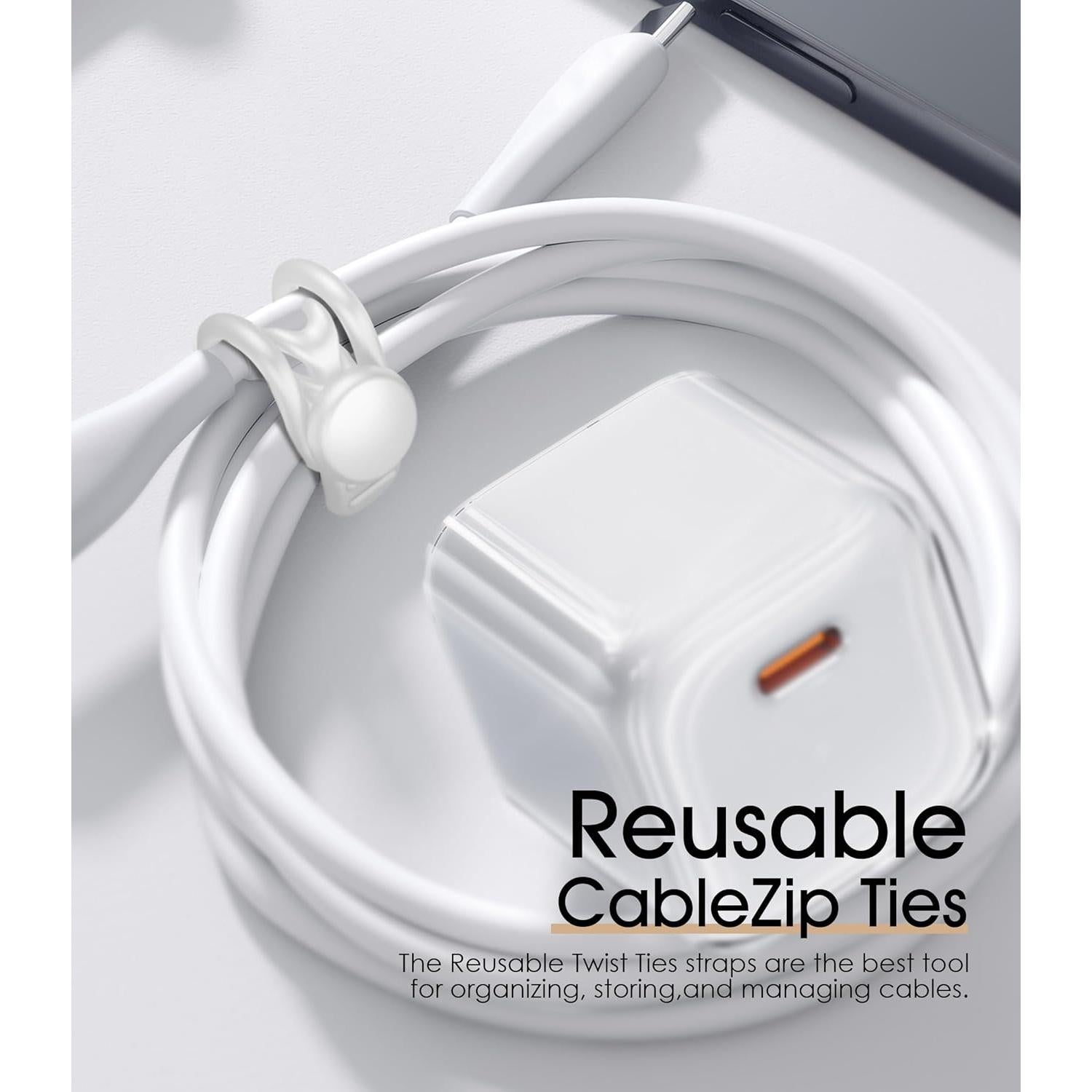 Organizador de Cables Magnético Nearockle 8 Piezas Silicona Blanco
