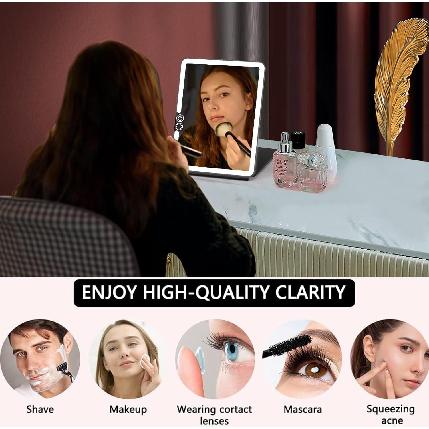 Espejo de Maquillaje Plegable WEILY con 72 Luces LED y Pantalla Táctil