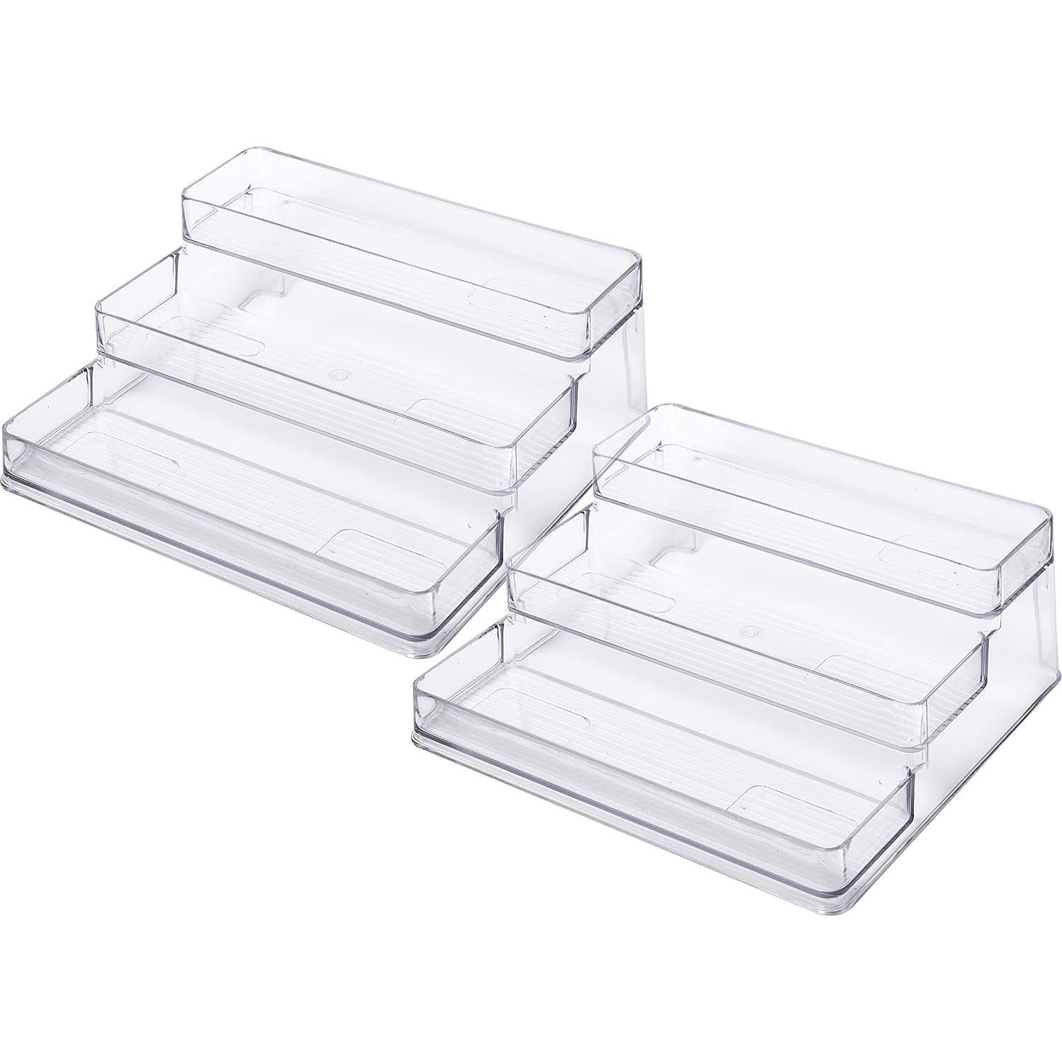 SIMPLEMADE 3-Tier Spice Rack Organizer - Versatile Storage Shelf for Kitchen, Bathroom, Bedroom & Office, Set of 2, Clear