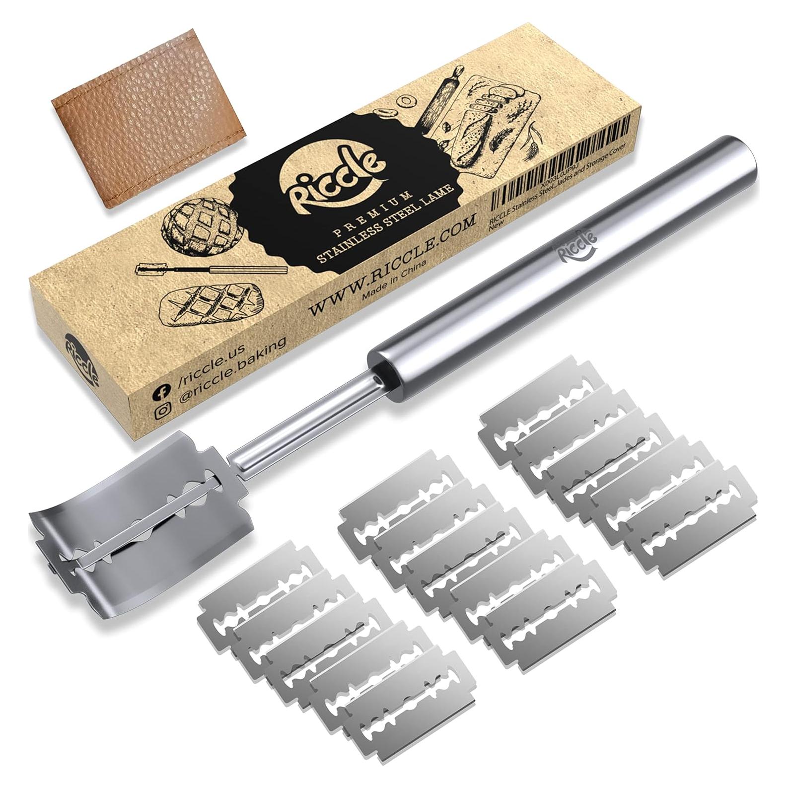 Cortador de Pan RICCLE con 15 Cuchillas y Funda de Cuero