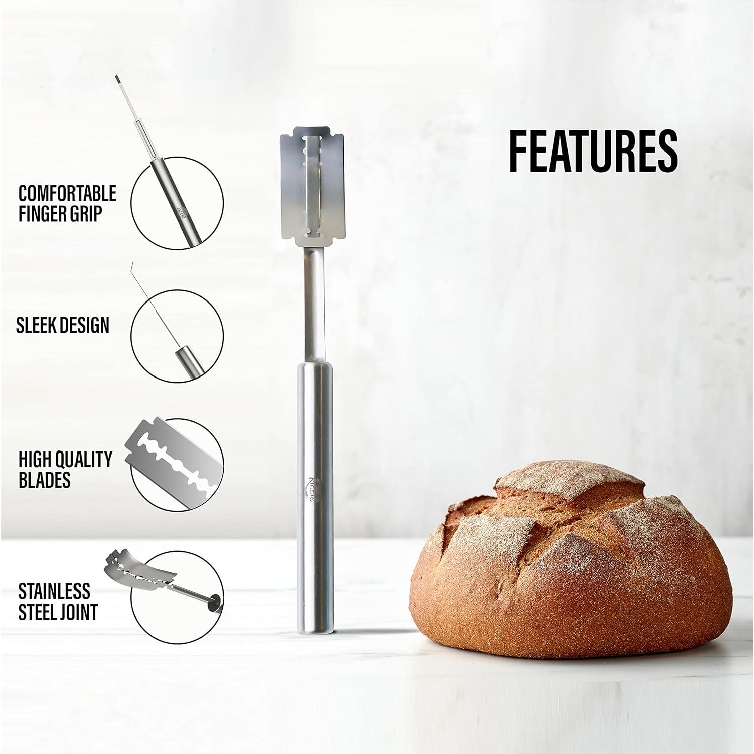 Cortador de Pan RICCLE con 15 Cuchillas y Funda de Cuero