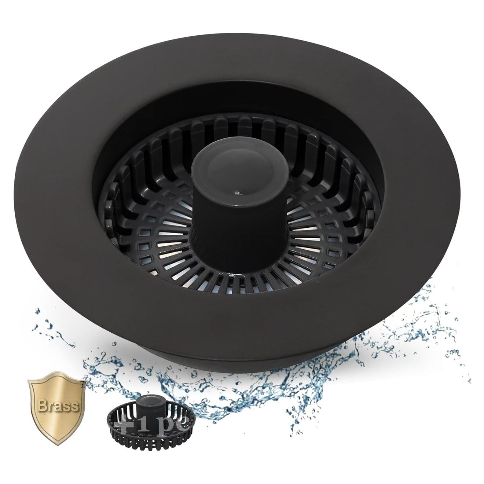 Colador de desagüe de fregadero Anlige 3 en 1 negro