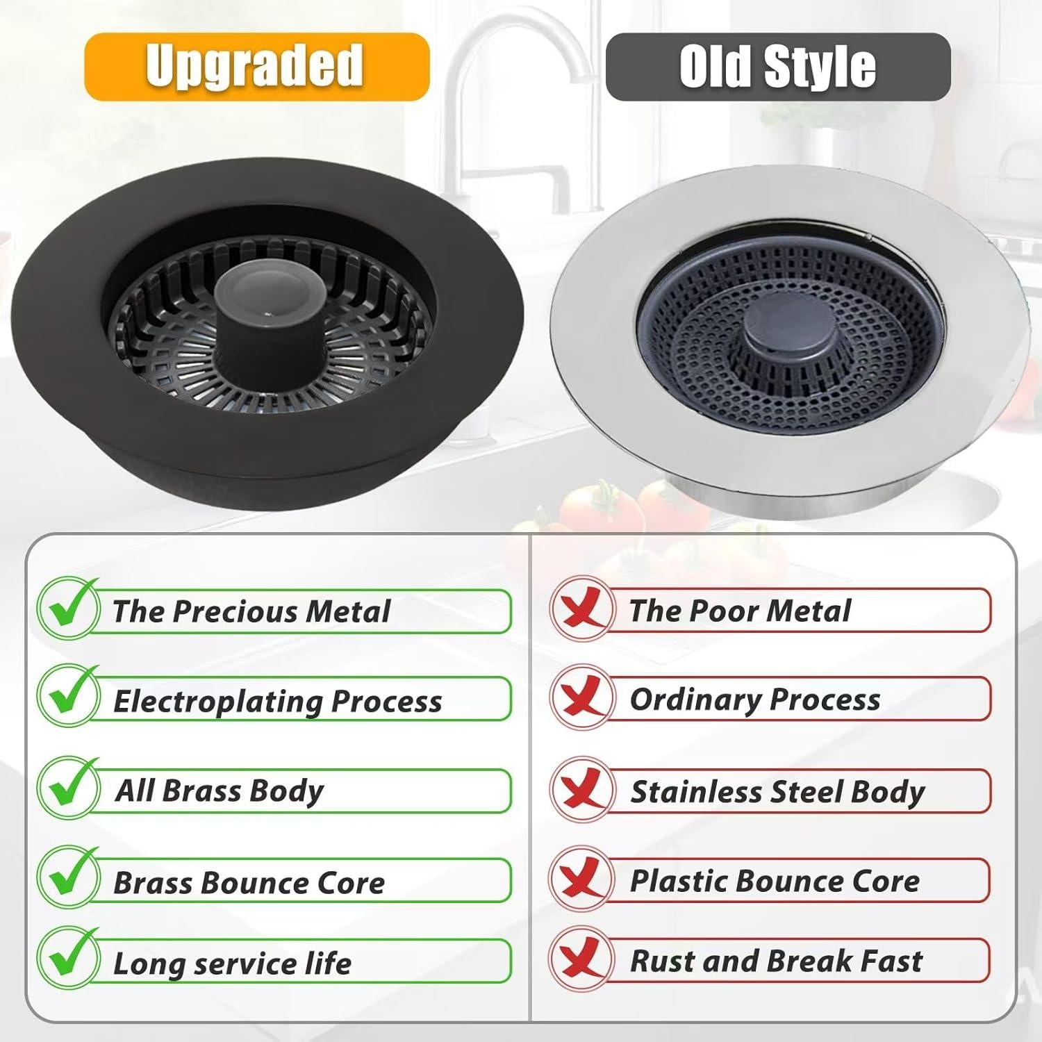 Colador de desagüe de fregadero Anlige 3 en 1 negro